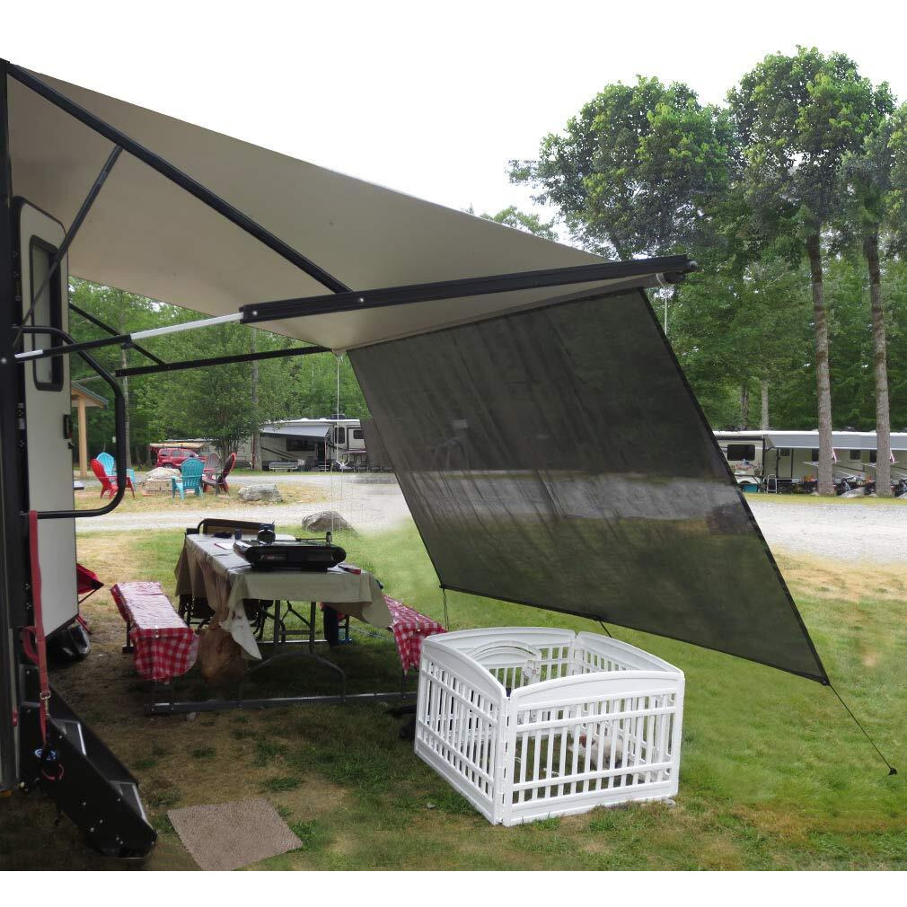 Leaveshade Rv Awning Sun Shade Screen 10' X 18' 3'' (Fit For 19' Awning)- Mesh Sunshade Block Rv Awning Front Sun Galary Motorhome Camping Trailer Awning Shadescreen - 3 Year Warranty (Black)