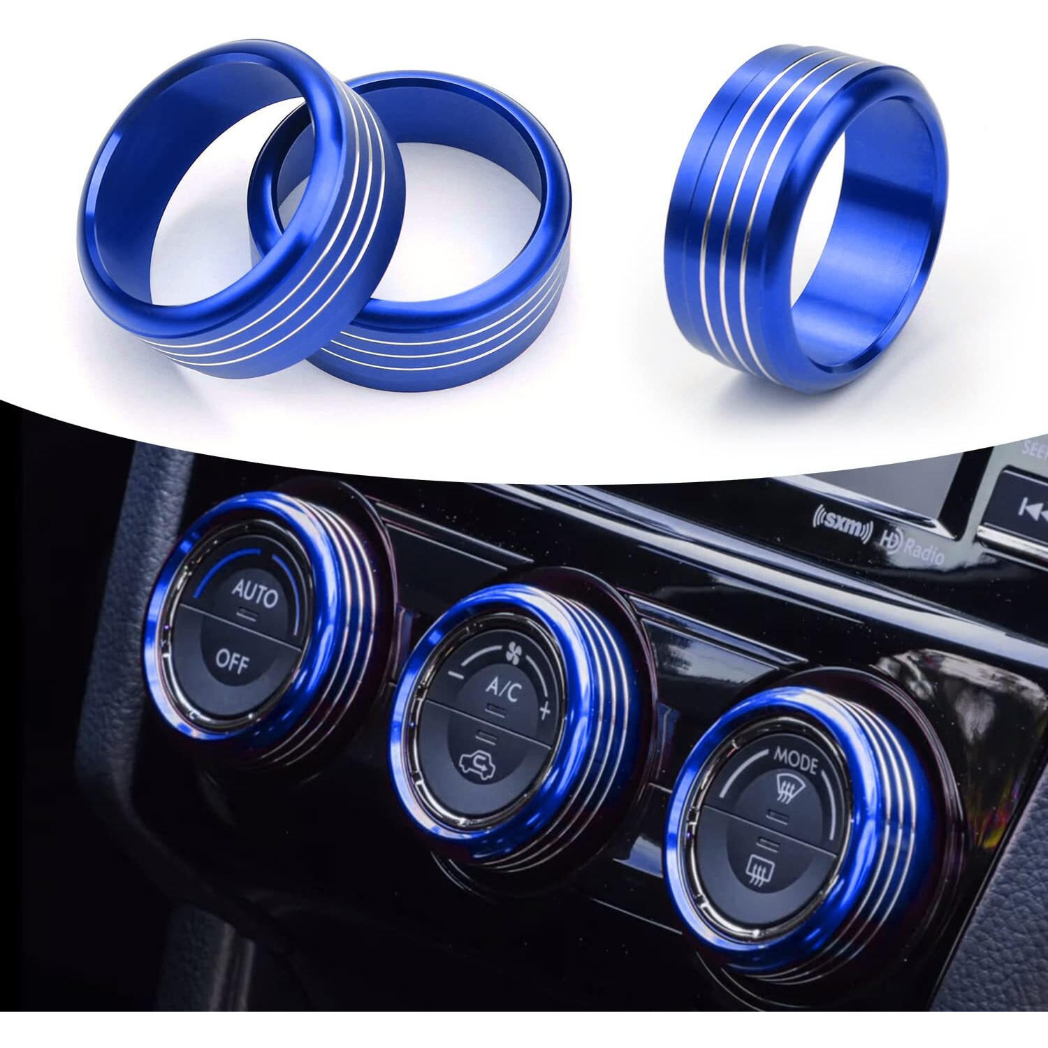 For Subaru Ac Knob Cover Accessory Center Console Switch Volume Temp Control Button Ring Trim Compatible With Forester 2014-2018  Crosstrek Xv 2013-2017 Impreza 2014-2016 Wrx/Sti 2015-2020 Blue 3 Pcs