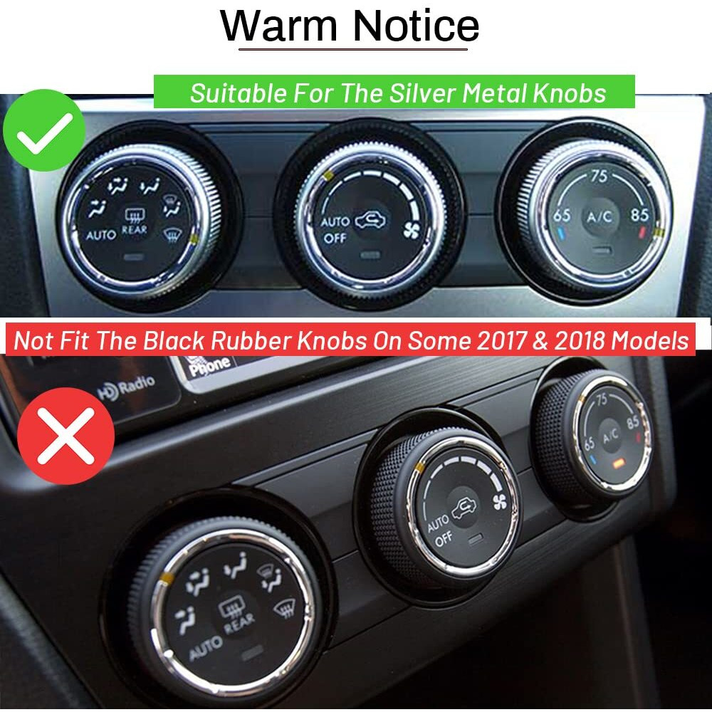 For Subaru Ac Knob Cover Accessory Center Console Switch Volume Temp Control Button Ring Trim Compatible With Forester 2014-2018  Crosstrek Xv 2013-2017 Impreza 2014-2016 Wrx/Sti 2015-2020 Blue 3 Pcs