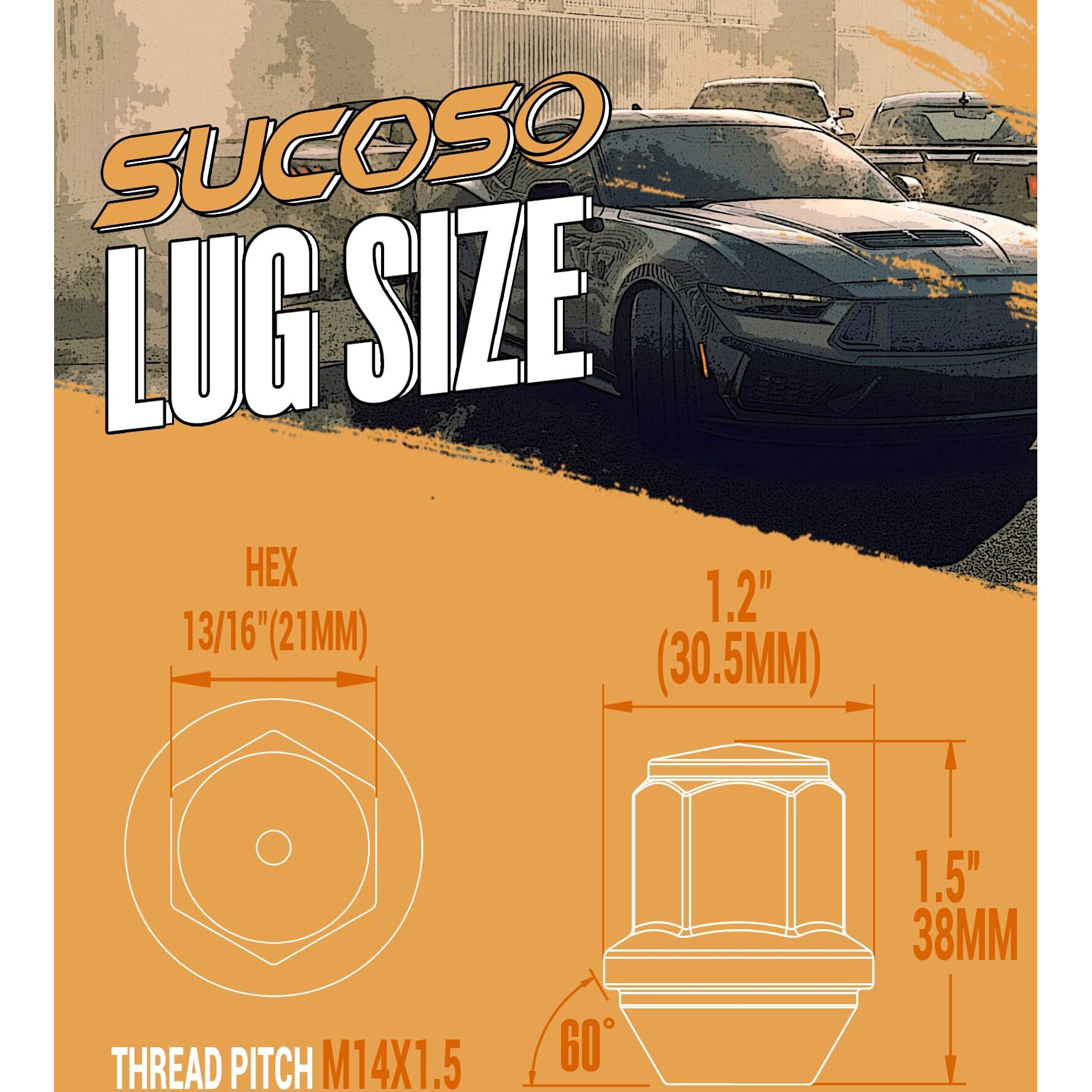 M14X1.5 Stock Lug Nuts Fit For 2015-2023 Ford Mustang Edge  20Pcs Black Oem Style Lug Nuts With 1.5"" Length And 13/16"" Hex For 2020-2023 Ford Explorer | 2022-2023 Maverick  OeAcpz-1012-M Acpz-1012-D