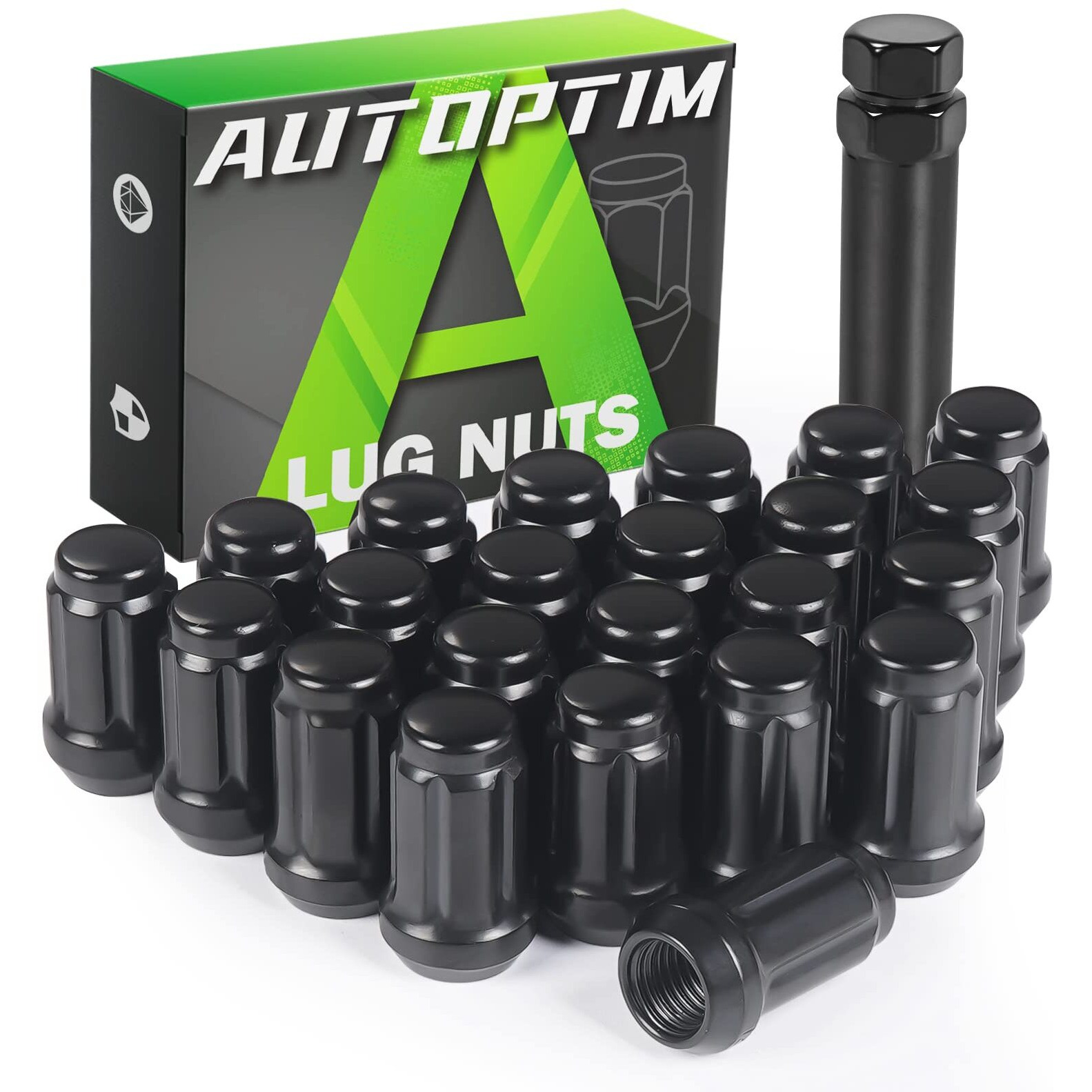Autoptim 1/2-20 23Pcs Lug Nuts - Replacement For 1987-2018 Jeep Wrangler Jk  2002-2012 Liberty  1993-2010 Grand Cherokee Aftermarket Wheel  17Mm Hex  Black Closed End Short Nuts With Socket Key