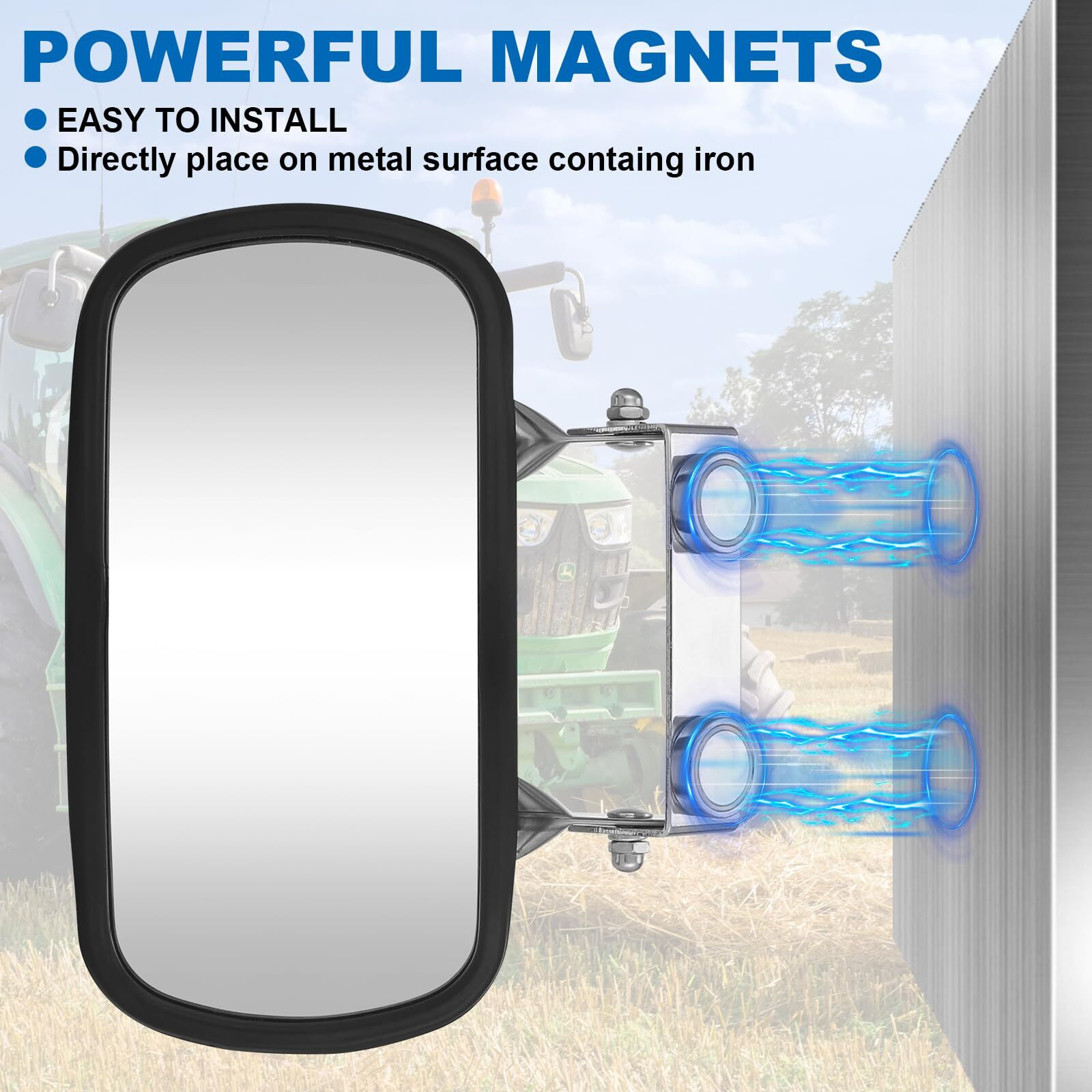 Strong Magnetic Tractor Side Mirror Compatible With Kubota Mahindra John Deere Tractor Accessories  Golf Cart Rear View Mirror  Forklift Rearview Mirror- 1Pcs