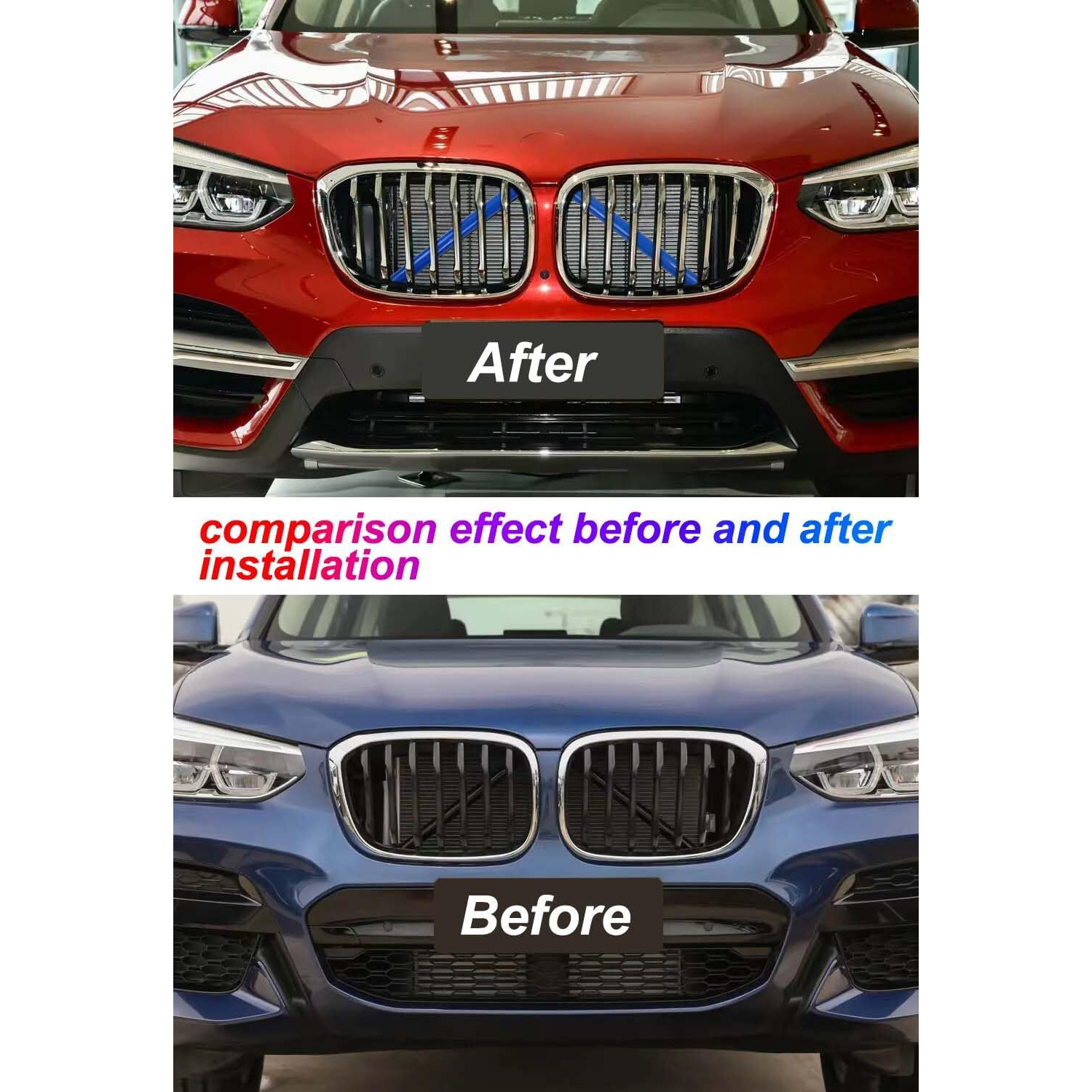 Dwvv Grille Insert Trims For Bmw F20 F30 2012-2018  M-Performance Grill Stripes For Bmw 320I 328I 330I 335I 428I (G01 G02 G05 F25  Blue)