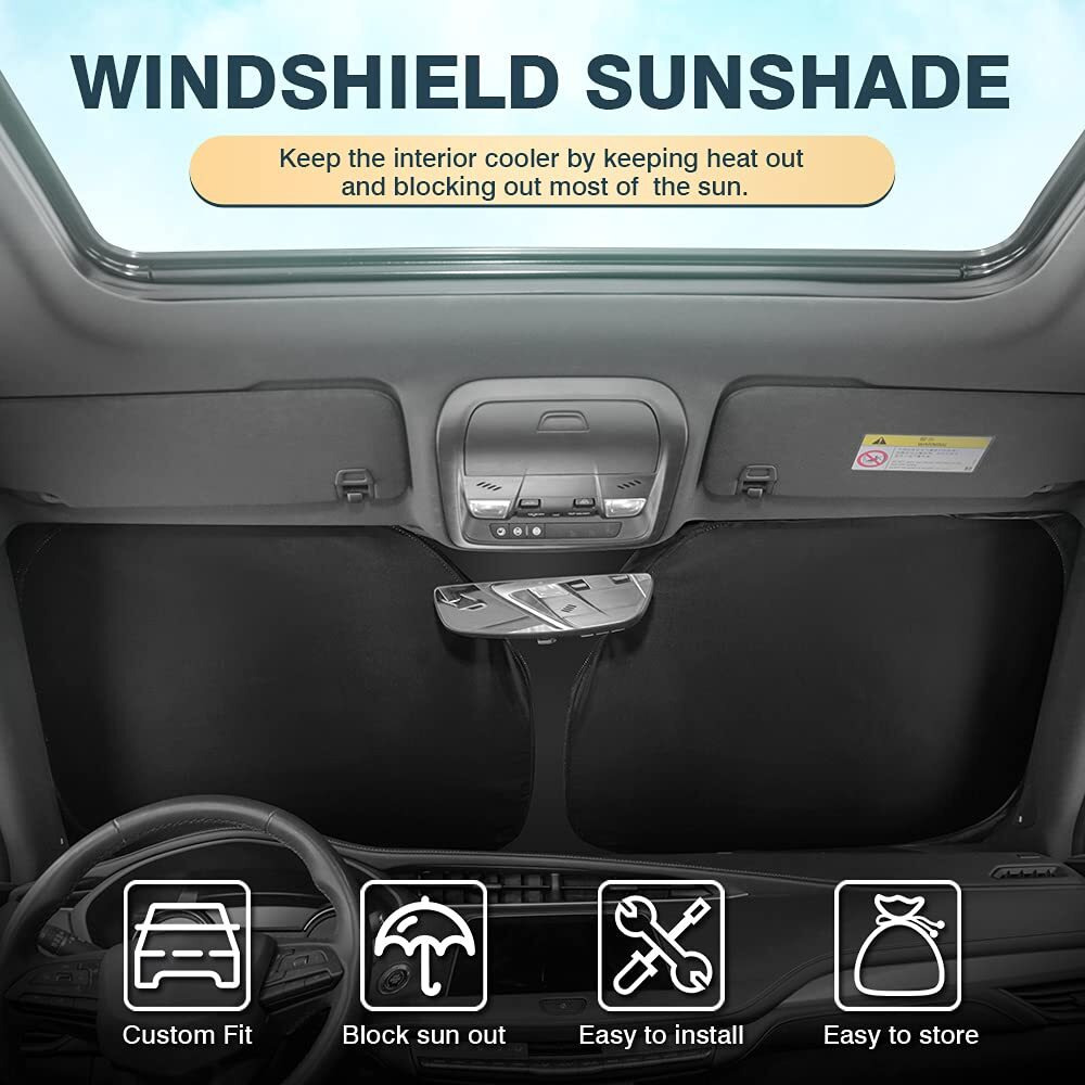 Cartist Windshield Sun Shade Fits For Ford Mustang Mach-E 2021 2022 2023 2024 2025 Accessories Foldable Car Front Window Sunshade For Mustang Mach-E Sun Visor Block Uv Rays