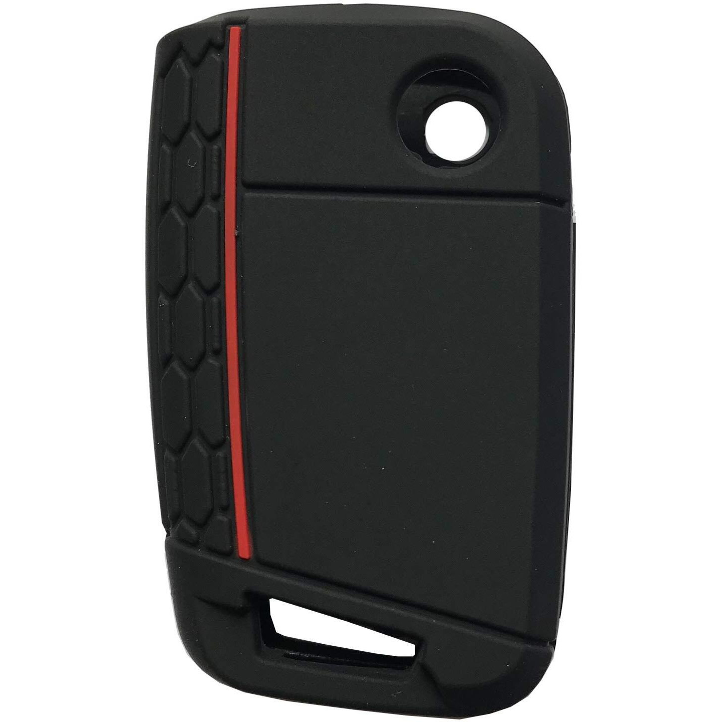 Horande 4 Button Silicone Key Cover Case Remote Fob Protector Fit For Vw 2016-2017 Golf Polo Gti 2018 2019 Tiguan Keyless Entry Remote Key Fob Skin (Black+Red)