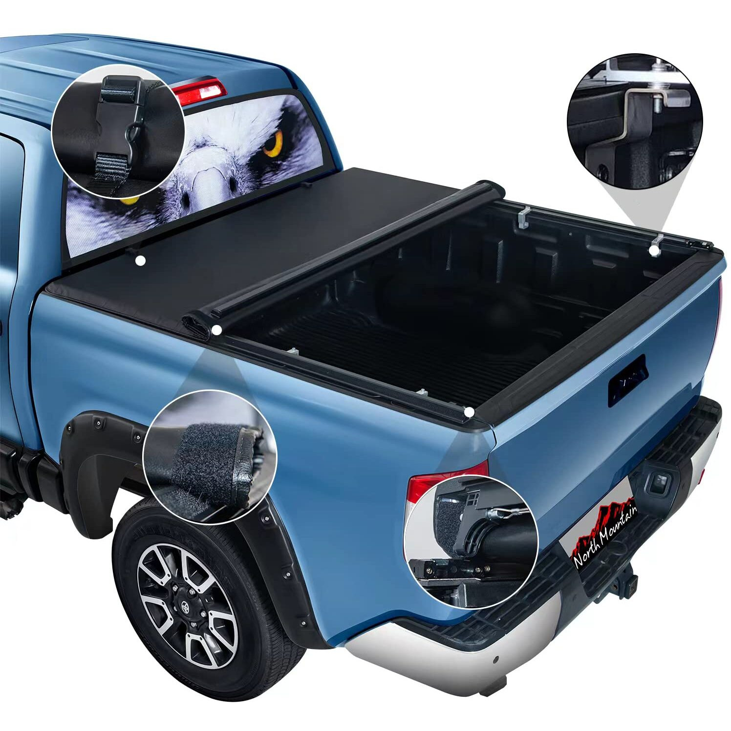 North Mountain Soft Roll Up Truck Tonneau Cover For 2017-2025 Honda Ridgeline Truck Bed  Truck Bed Cover Fits 2017-2025 Honda Ridgeline 5Ft Pickup Fleetside/Styleside Bed (64 "")