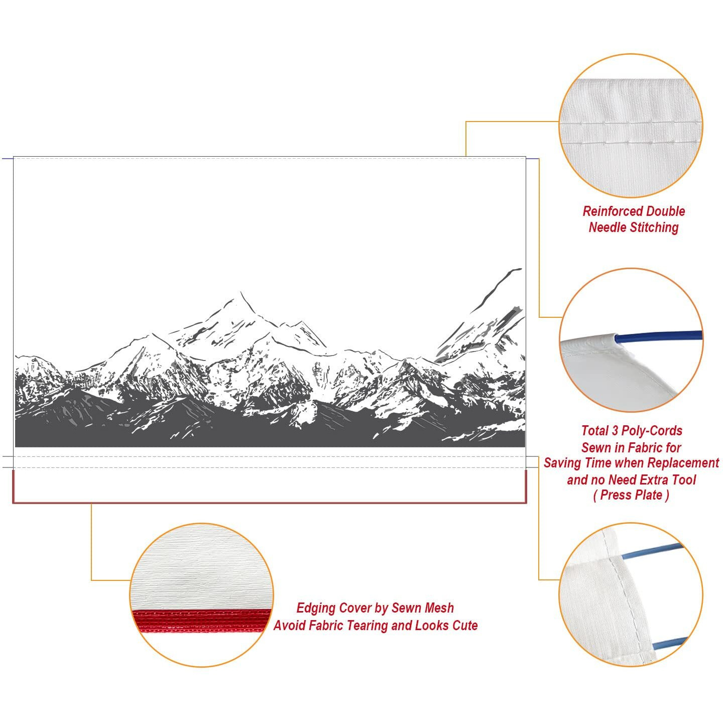 Leaveshade Rv Awning Fabric Replacement Motorhome Camper Trailer Awning Fabric Super Heavy Vinyl Coated Polyester 16'3''(Fit For 17' Awning)- Mountains (Custom Looking)