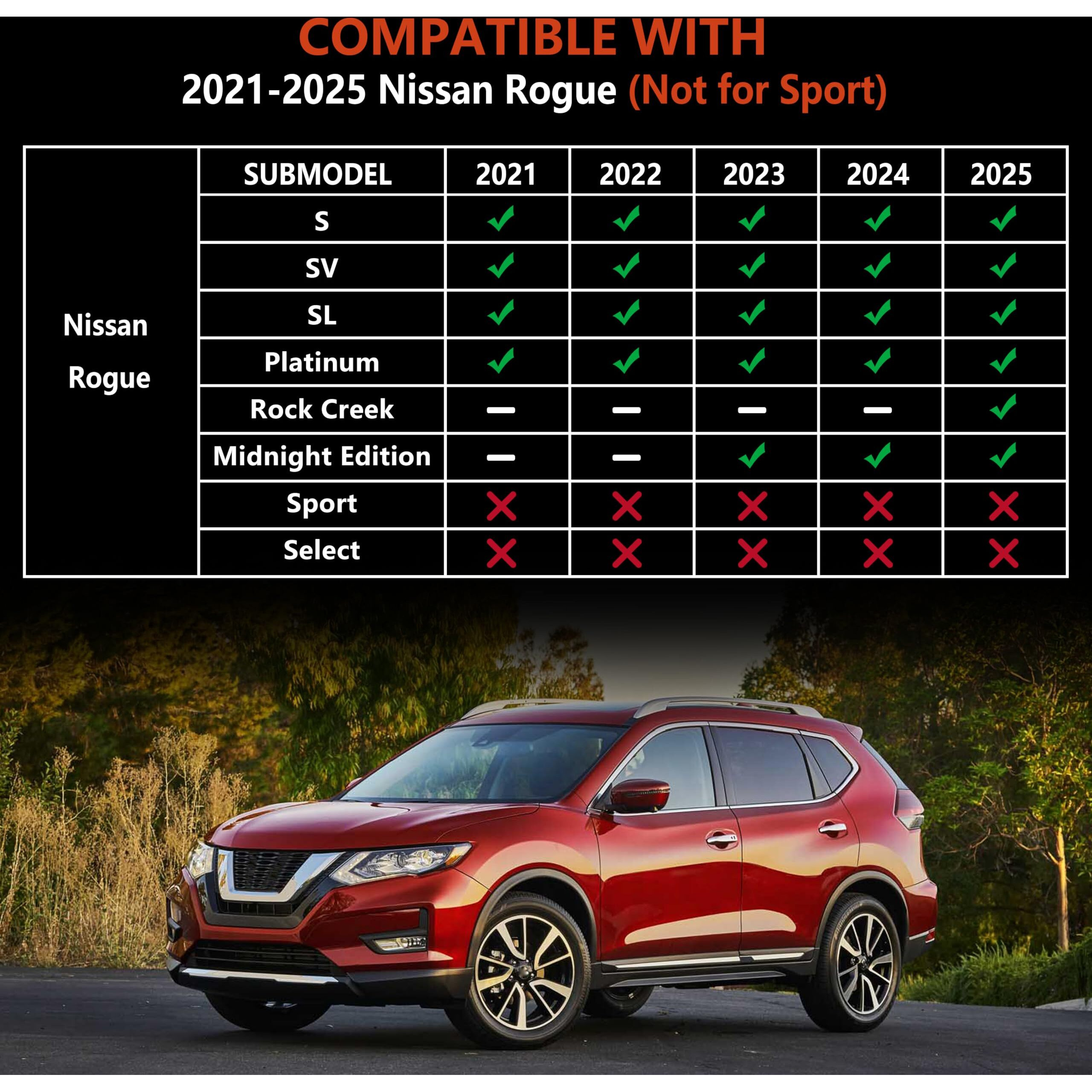 Karpal Floor Mats For 2021-2024 2025 Nissan Rogue (Not For Sport)  Tpe Rubber All Weather Protection Heavy Duty Floor Liners Cargo Mats Full Set Nissan Rogue Accessories Car Mats