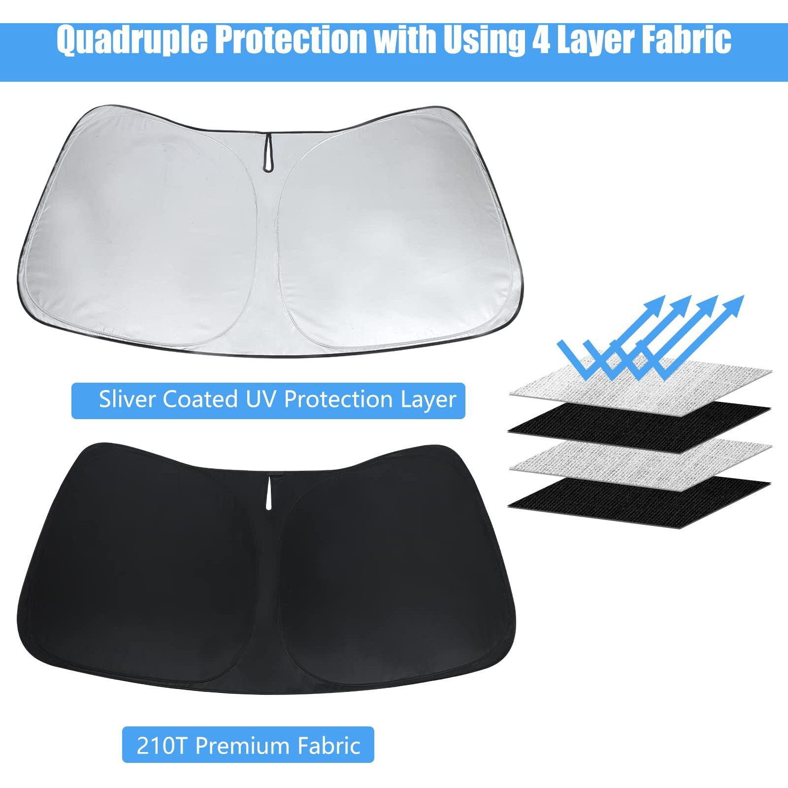 Car Windshield Sun Shade Foldable Sunshade Protector For 2015-2020 Ford F-150 F150 Lariat  King Ranch  Platinum  Xl Xlt Limited Raptor Truck Accessories  4 Layers Front Window Shade Sun Visor