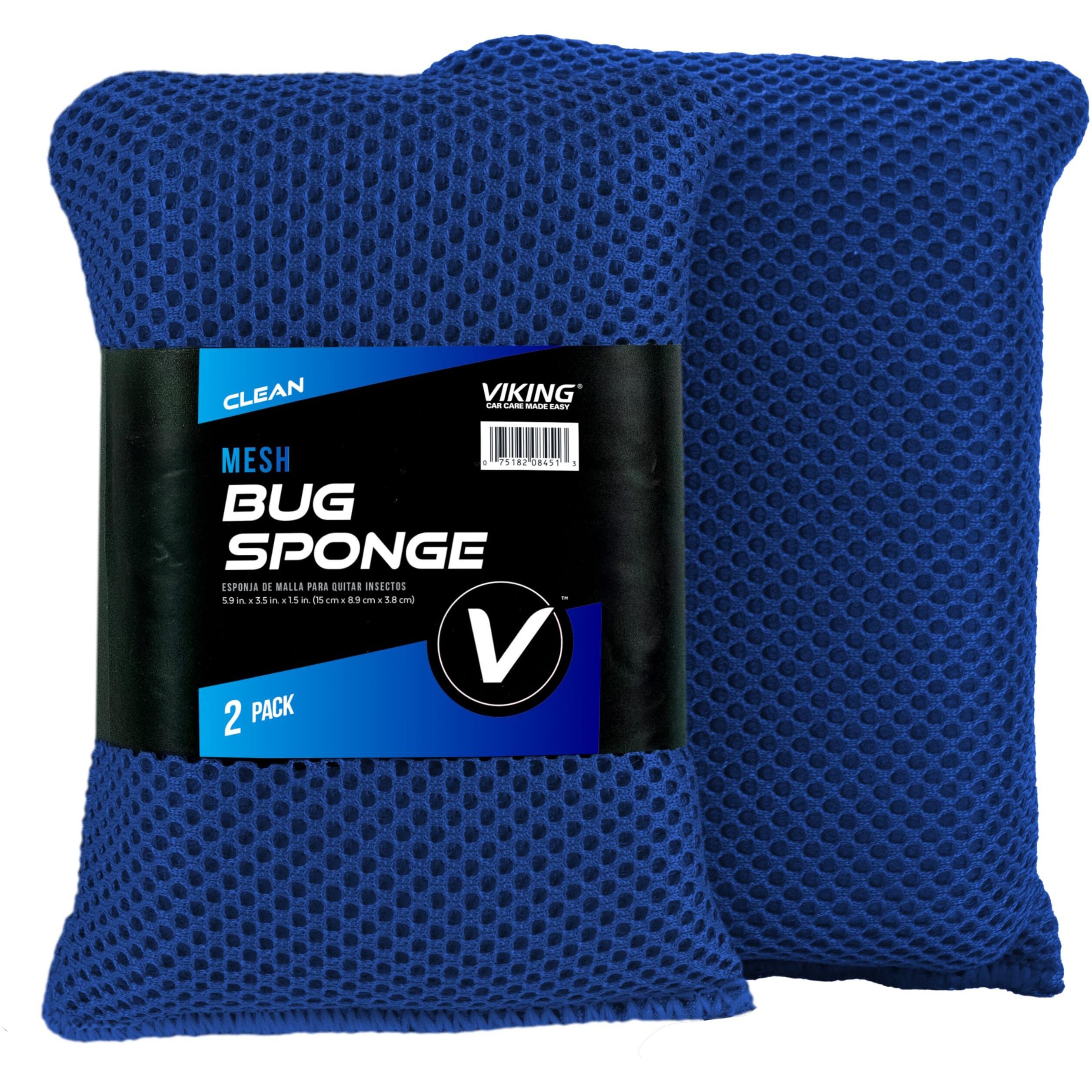 Viking Mesh Bug Sponge  Car Wash Sponge For Cleaning Bugs And Tar  Royal Blue  4 Inch By 6 Inch  2 Pack
