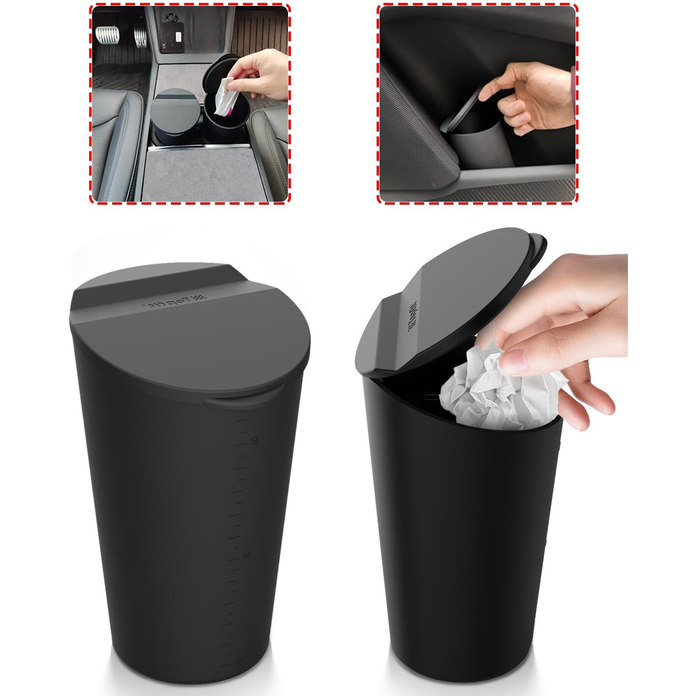 Bmzx Car Trash Can With Lid Small Cup Holder Door Pocket Garbage Can Trash Bin Trash Container Fits Auto Home Office  Black 2Pcs