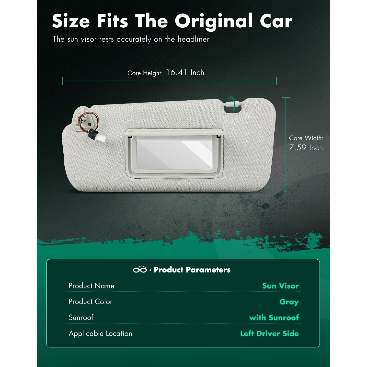 Scitoo Car Sun Visor Assbembly With Mirror Replacement For 2009-2014 For Nissan For Murano Gray With Sunroof(Left Driver Side)