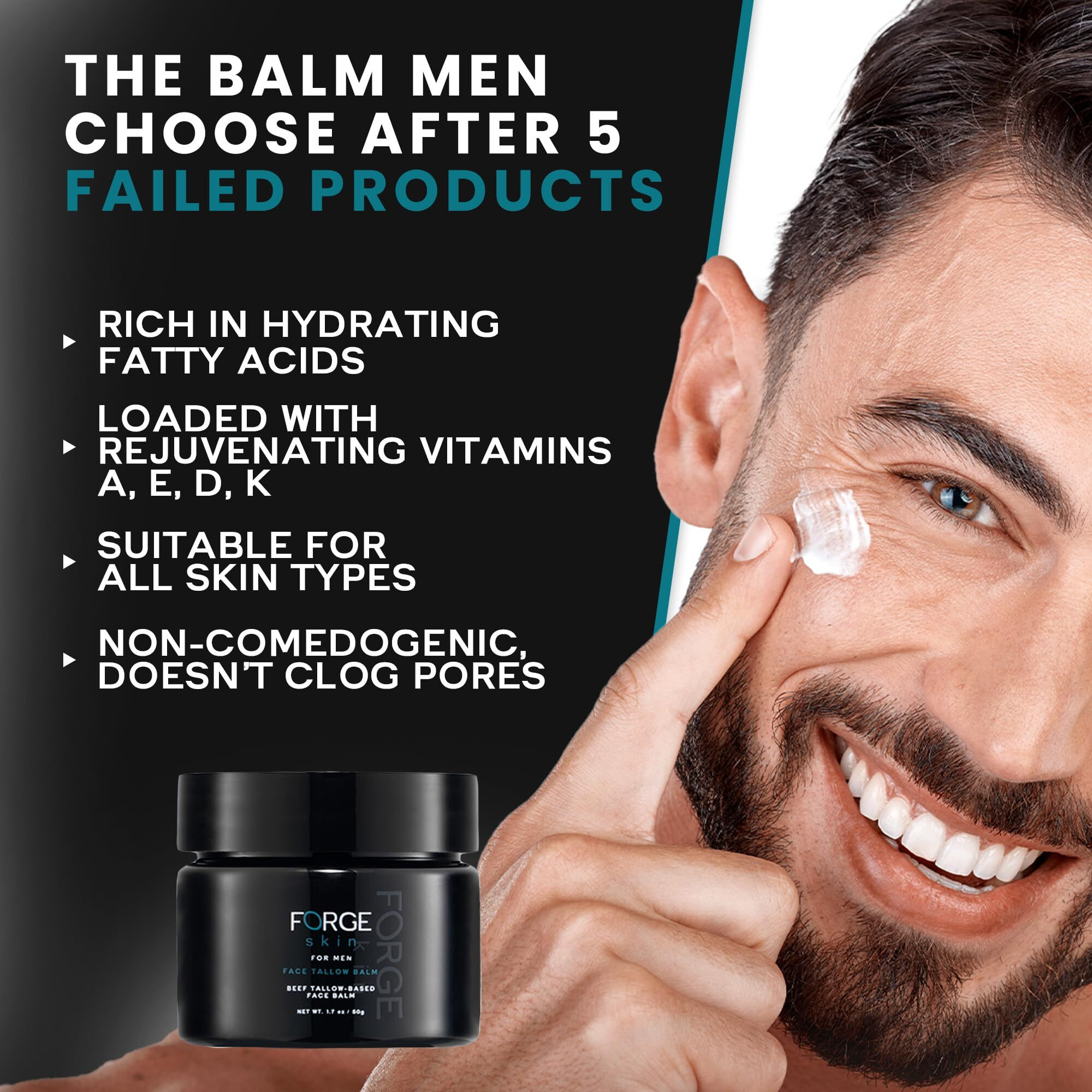 The Forge Skin Men's Beef Tallow Balm For Skin | Beef Tallow For Skin Face Mens Skin Care Cream Facial Skincare Face Moisturizer For Men