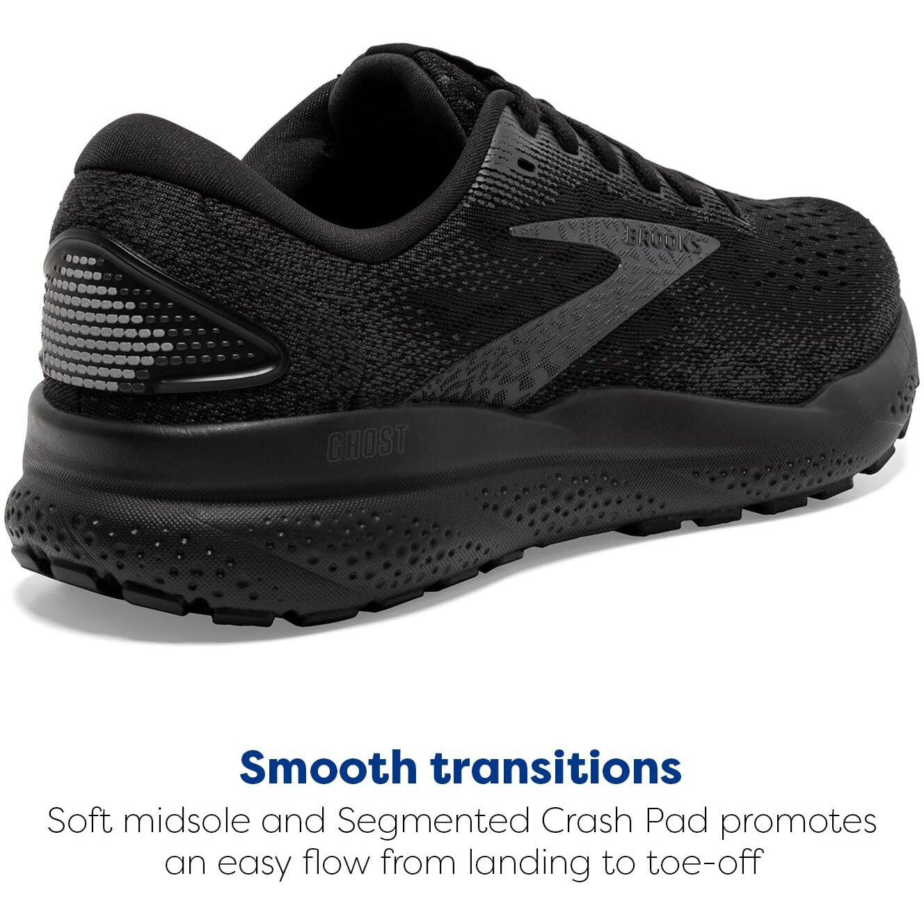 Brooks Womens Ghost 16 Neutral Running Shoe - Black/Black/Ebony - 9 Medium