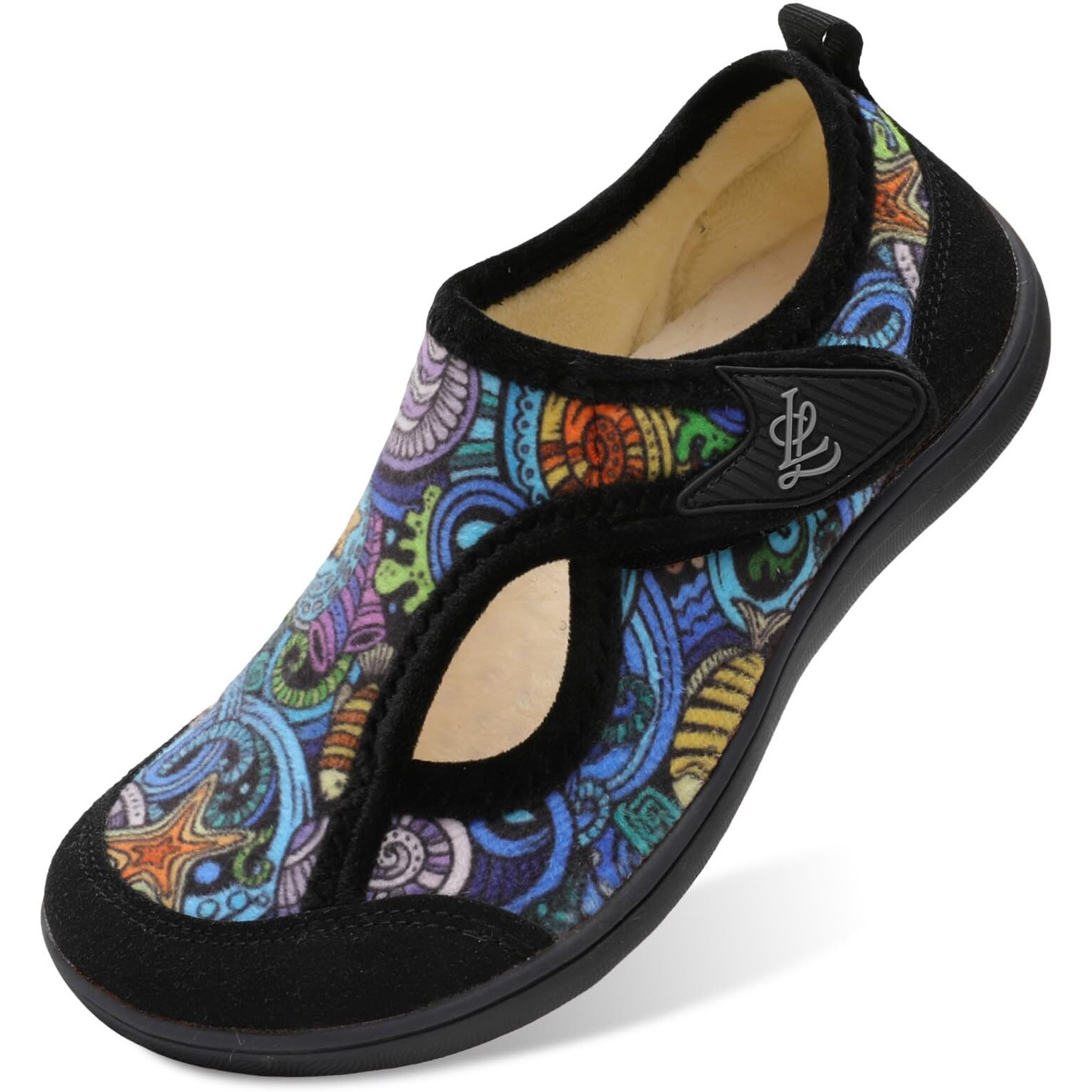 Leisfit Womens Slippers Wide Diabetic Shoes Adjustable Arthritis Edema House Shoes Indoor Outdoor Slippers Multileaf Size 9