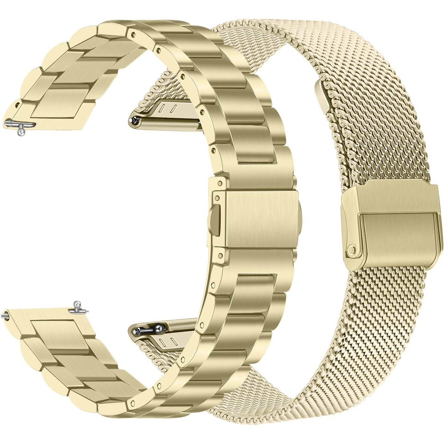 Trumirr Band Sets For Venu 3S (41Mm) Women Smart Watch  Solid Stainless Steel Metal + Mesh Watchband Soft Gold Strap For Garmin Venu 2S / Forerunner 265S / Vivomove 3S