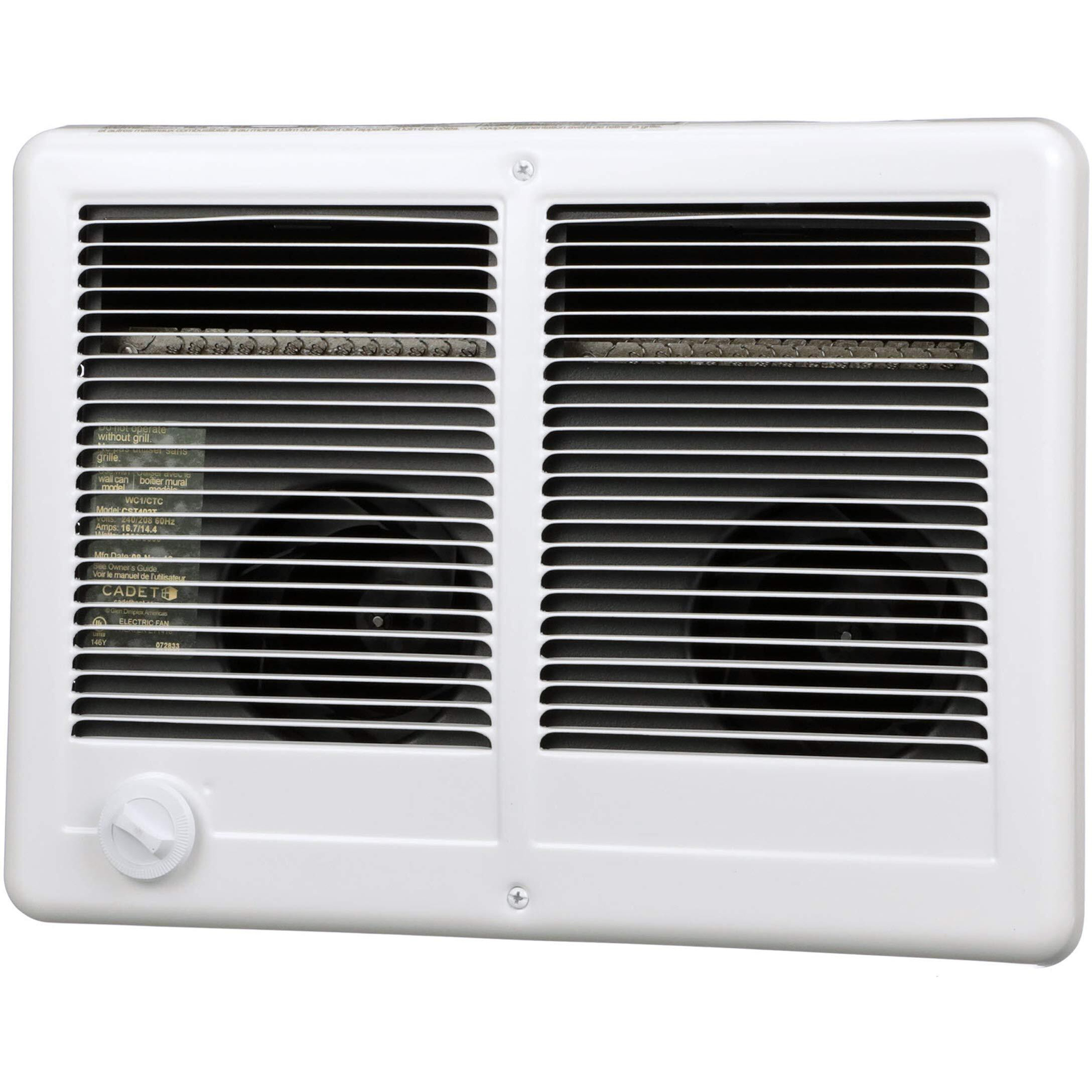 Cadet Com-Pak Twin Electric Wall Heater Complete Unit With Thermostat (Model Cstc302Tw  Part 67526)  10236/7677 Btu  240/208 Volt  3000/2250 Watt  White