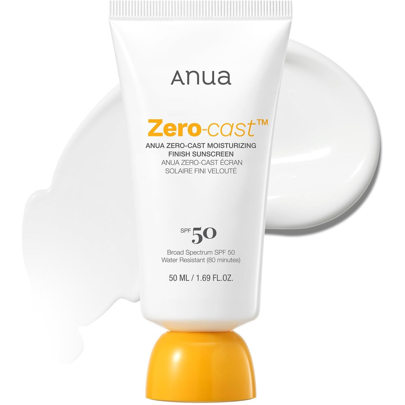 Anua Zero-Cast Moisturizing Finish Sunscreen Spf 50  Glow Natural Sunscreen No White Cast  Hyaluronic Acid  Niacinamide Sun Block For Face Oil-Free  Oxybenzone Free  Travel Essential (50Ml/1.69Fl.Oz)