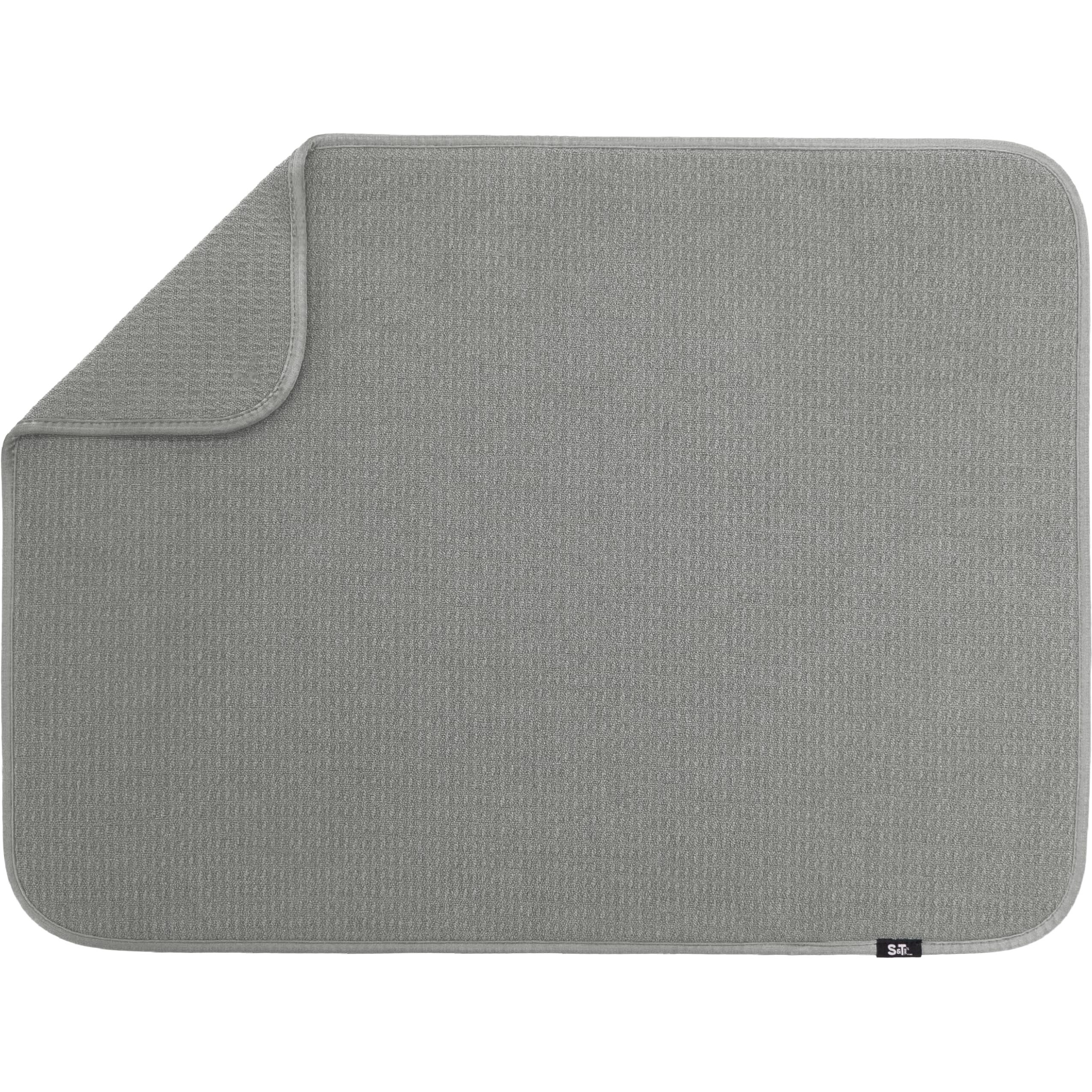 S&T Inc. Dish Drying Mat Xl  18  X 24   Absorbent Microfiber Kitchen Counter Mat  Dish Drying Pad For Dishes  Utensils  Pots And Pans  Extra Large  Grey