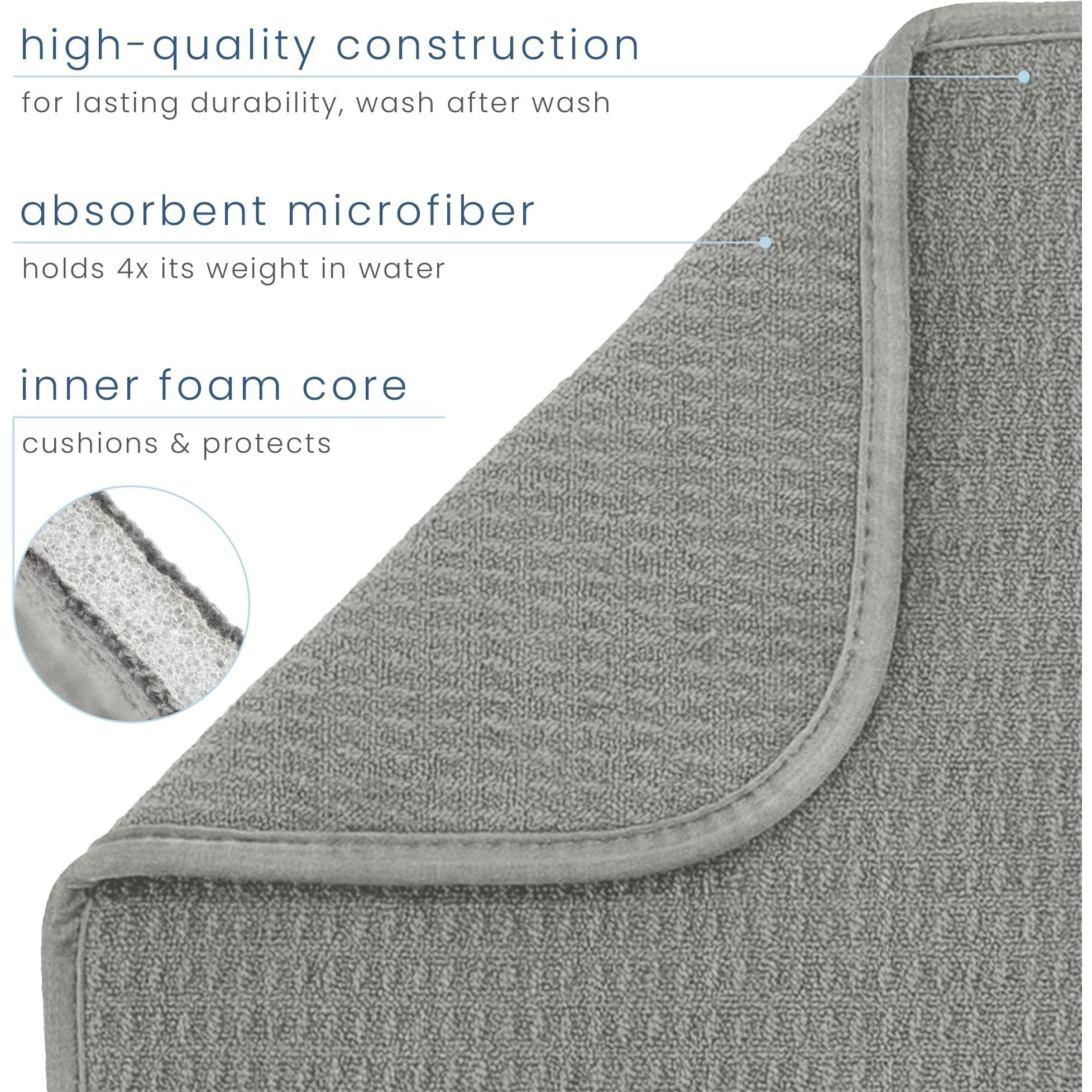 S&T Inc. Dish Drying Mat Xl  18  X 24   Absorbent Microfiber Kitchen Counter Mat  Dish Drying Pad For Dishes  Utensils  Pots And Pans  Extra Large  Grey