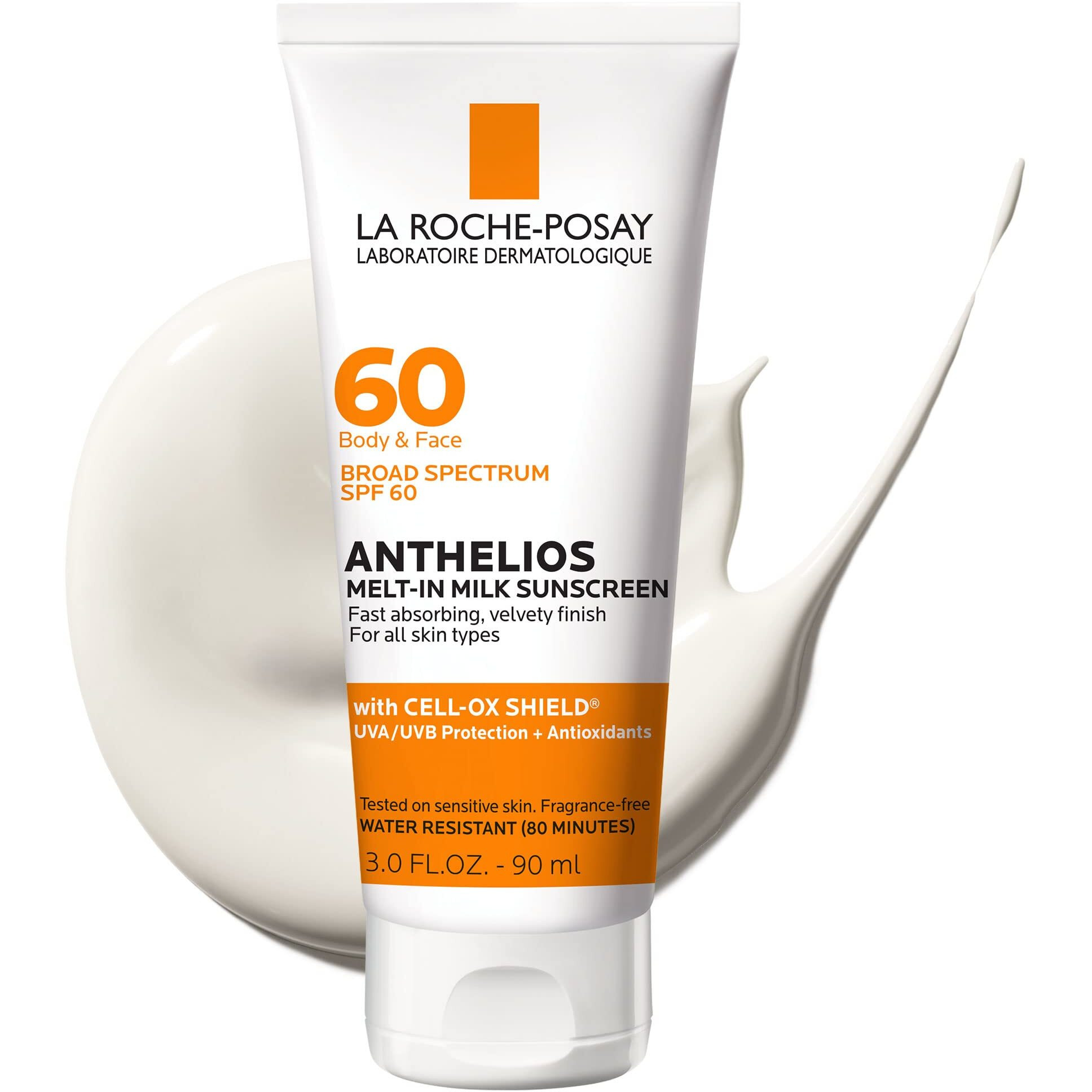 La Roche-Posay Anthelios Melt-In Milk Sunscreen Spf 60  Sunscreen For Body & Face  Broad Spectrum Spf + Antioxidants  Oil Free  Lightweight & Fast Absorbing  Oxybenzone Free