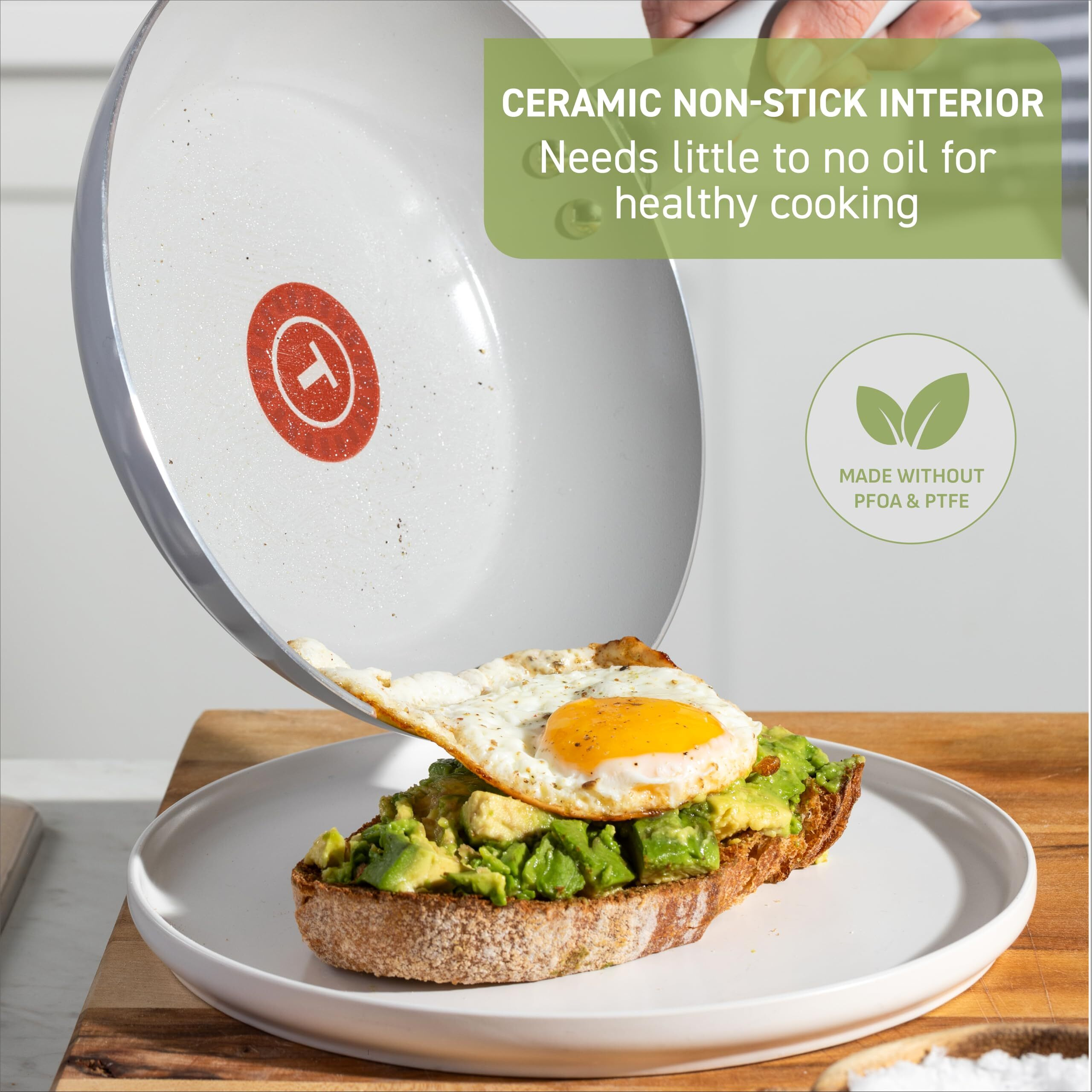 T-Fal Refresh Ceramic Nonstick Cookware Set  20-Piece  Made Without Pfoa And Ptfe  Oven And Broiler Safe Up To 350F  Includes Stockpot  Griddle  Frying Pans  And Utensils  Pots And Pans  Dusty Rose