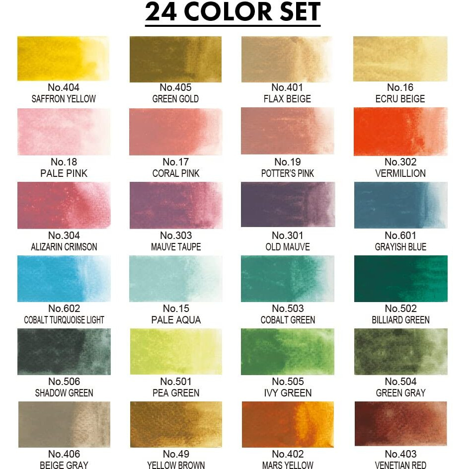 Kuretake Gansai Tambi Watercolor Pans - Set Of 24  Art Nouveau