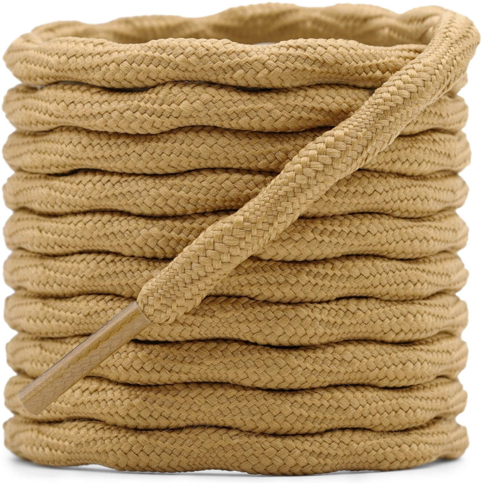 Delele 2 Pair Round Wave Shape Non Slip Heavy Duty And Durable Outdoor Climbing Shoelaces Naturals Yellow Hiking Shoe Laces Shoestrings-71 Inch