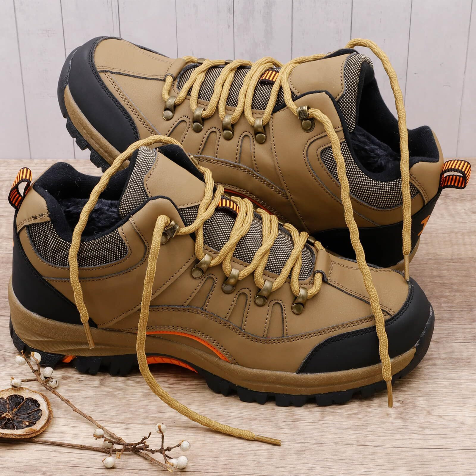 Delele 2 Pair Round Wave Shape Non Slip Heavy Duty And Durable Outdoor Climbing Shoelaces Naturals Yellow Hiking Shoe Laces Shoestrings-71 Inch