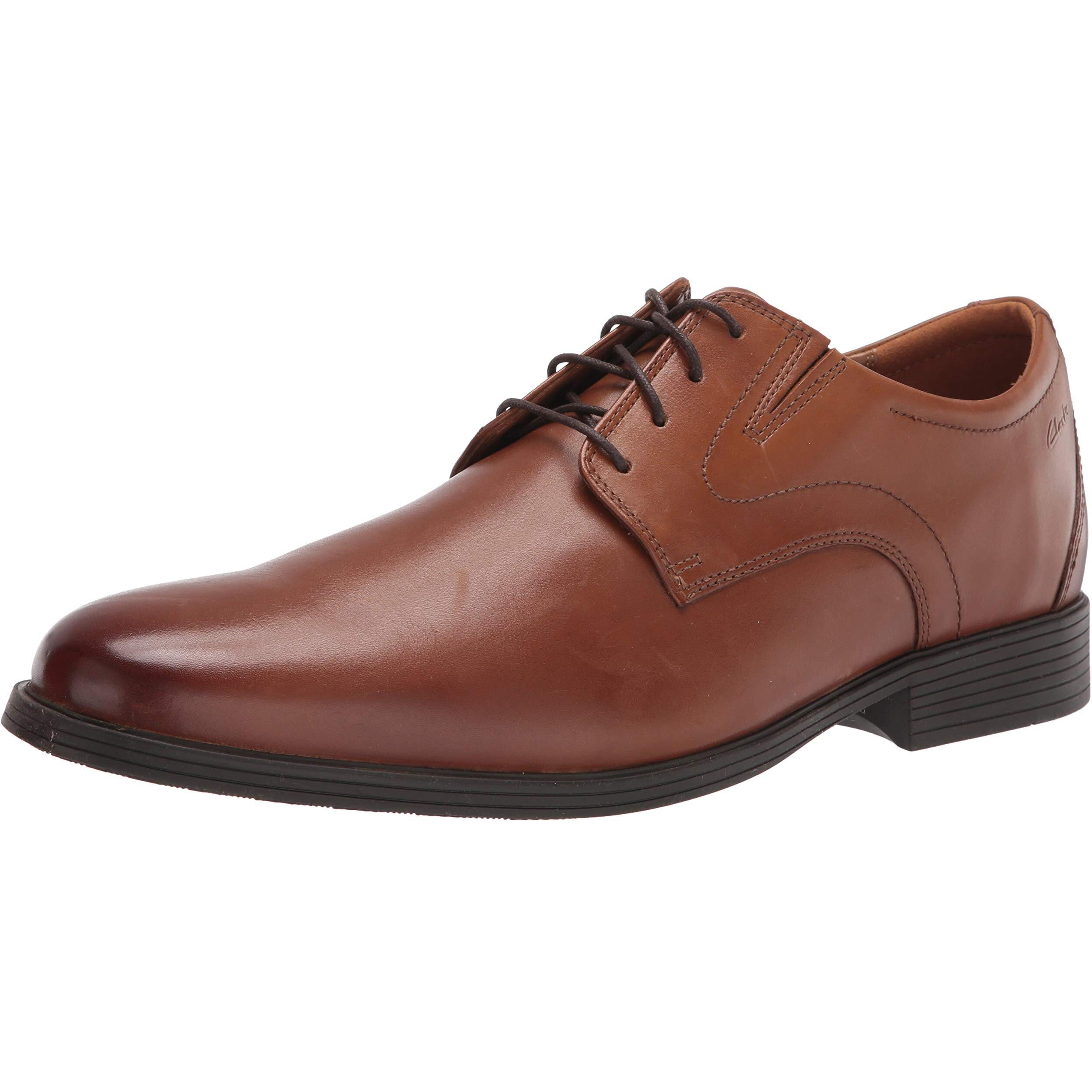 Clarks Mens Whiddon Plain Oxford  Dark Tan Leather  14 Us