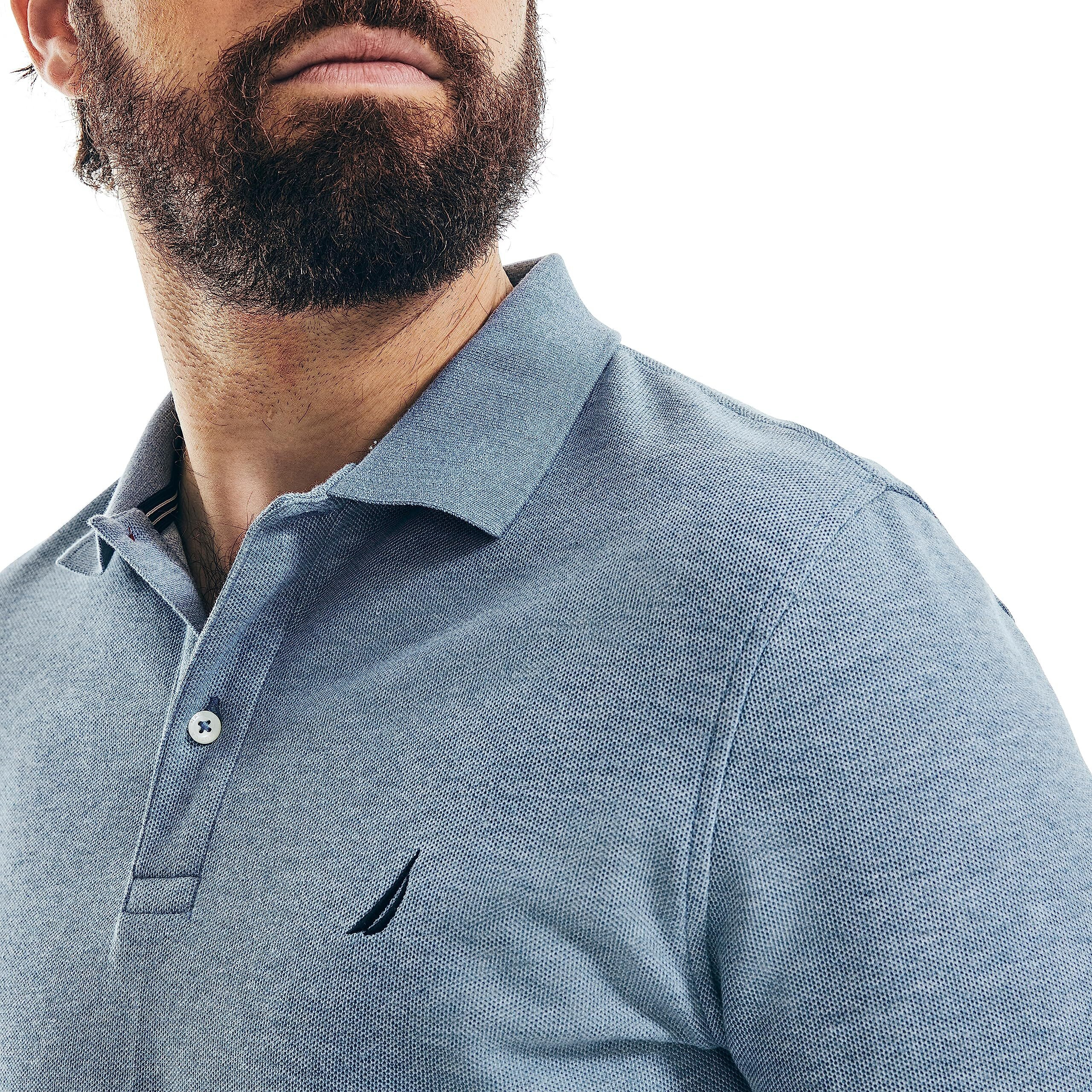 Nautica Men's Classic Short Sleeve Solid Polo Shirt  Deep Anchor Heather  Medium