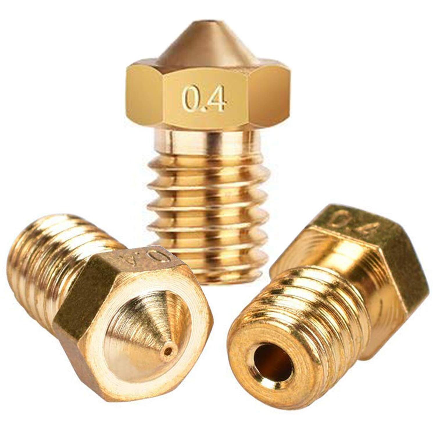 E3D Nozzles  Excelfu M6 0.4Mm Brass Nozzle Extruder Print Head For 1.75Mm Filament E3D V5-V6 3D Printer  Pack Of 20