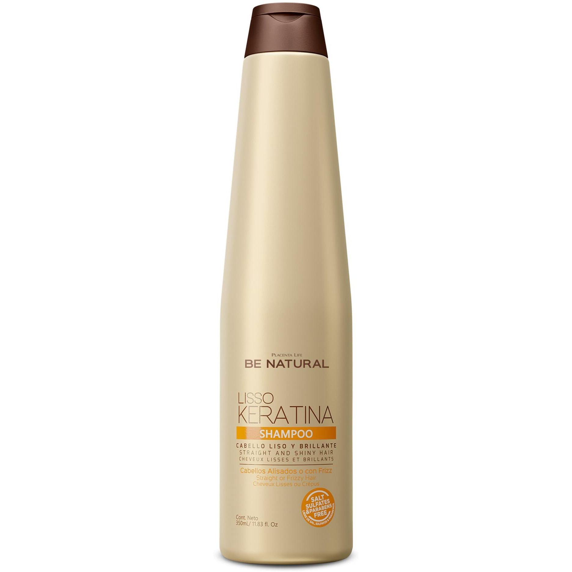 Placenta Life Be Natural Lisso Keratina Shampoo With Hydrolyzed Keratin For Straight And Shiny Hair- (350 Ml/ 11.83 Fl.Oz)