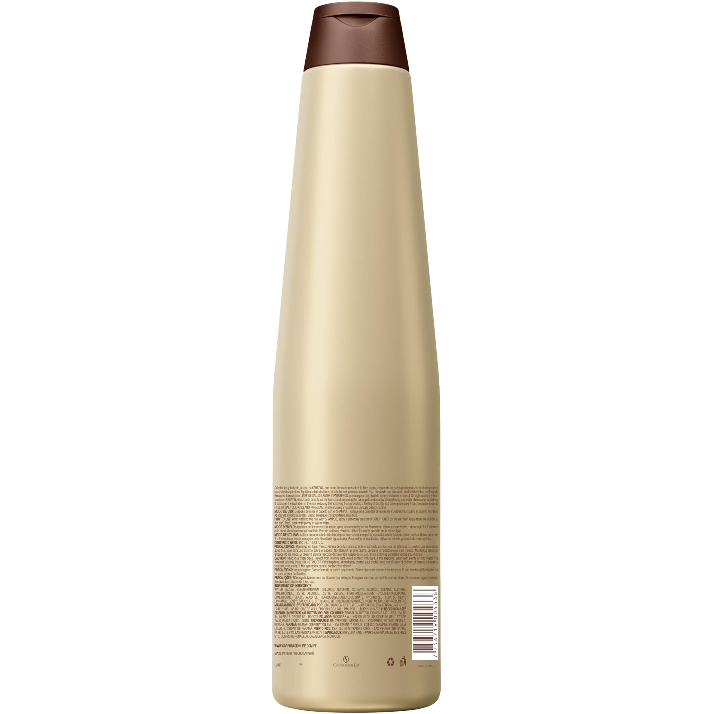 Placenta Life Be Natural Lisso Keratina Shampoo With Hydrolyzed Keratin For Straight And Shiny Hair- (350 Ml/ 11.83 Fl.Oz)