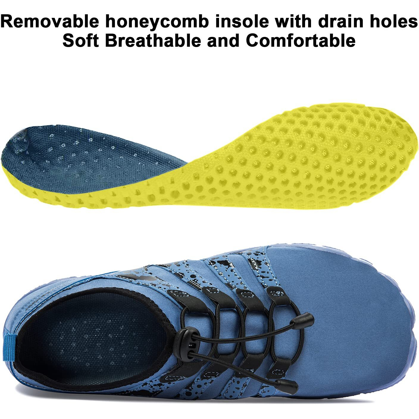 Josaywin Men's Water Shoes Barefoot Quick-Dry Sports Shoes Aqua Socks For Swim Diving Surf Pool Aqua Sports Beach Walking Wide Toe Shoes Size 12.5(B-Blue)