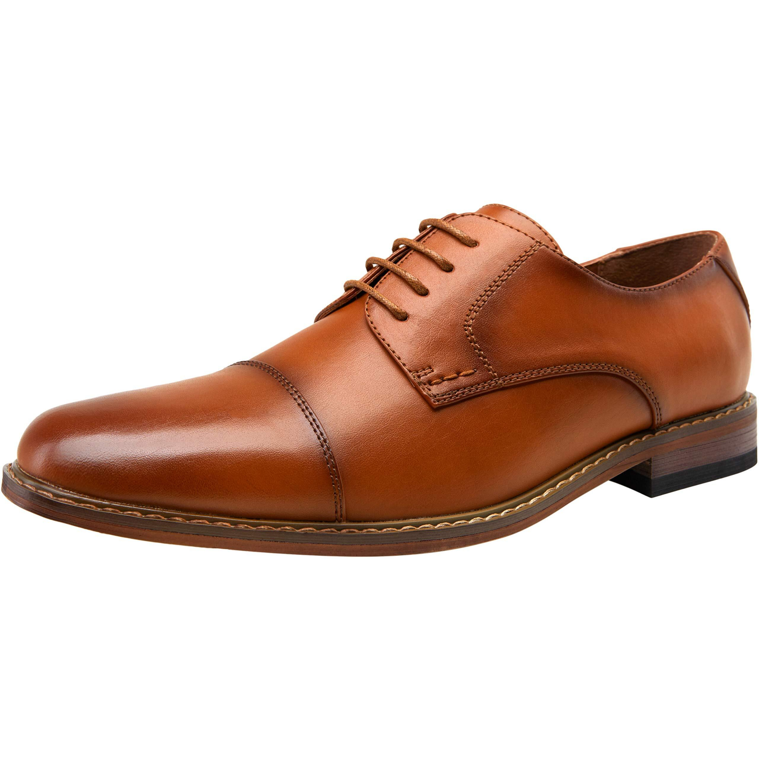 Vostey Men's Brown Oxford Dress Shoes - Formal & Business Derby Shoes (Bmy703 Polished Brown 8)