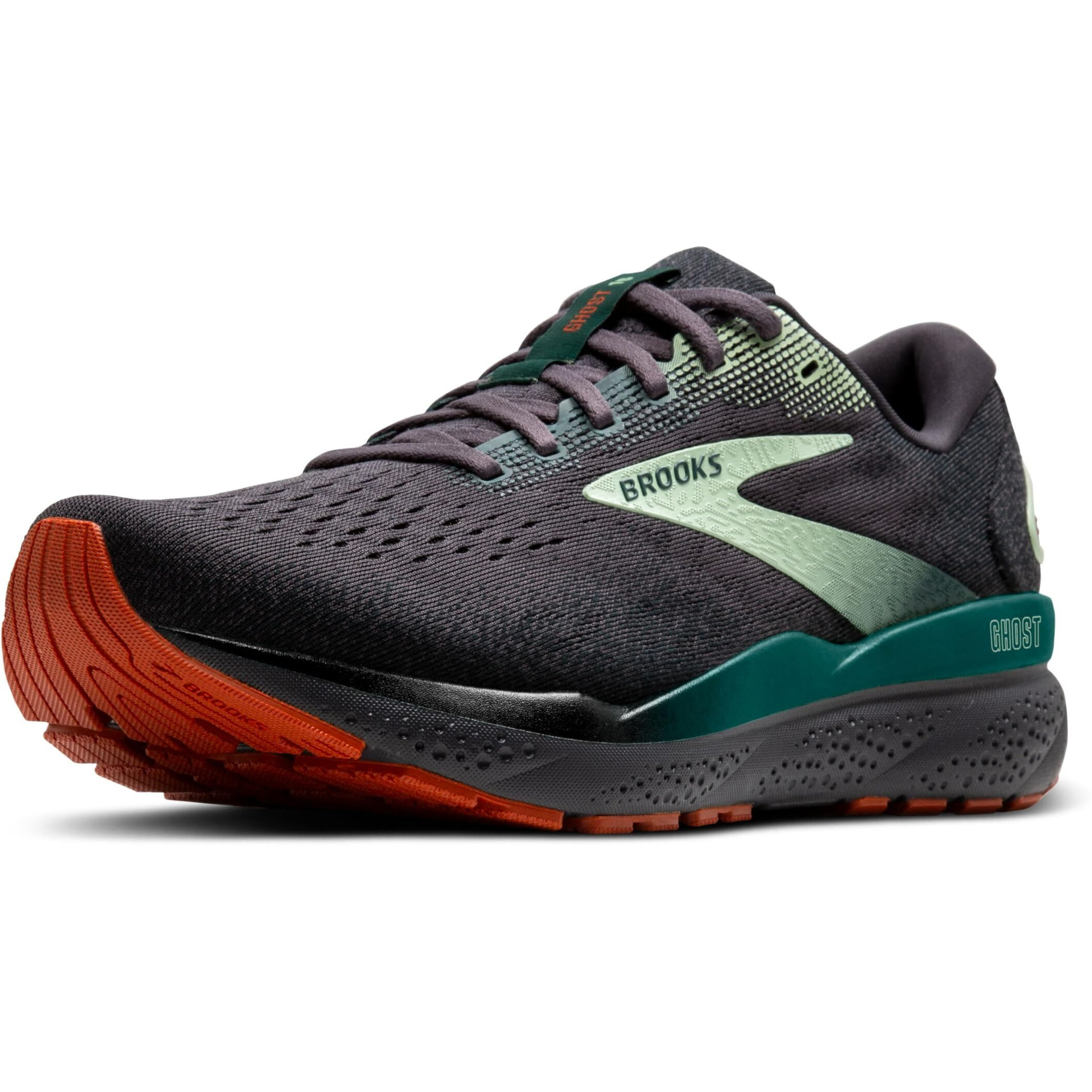 Brooks Mens Ghost 16 Neutral Running Shoe - Blackened Pearl/June Bug/Green - 8 Medium