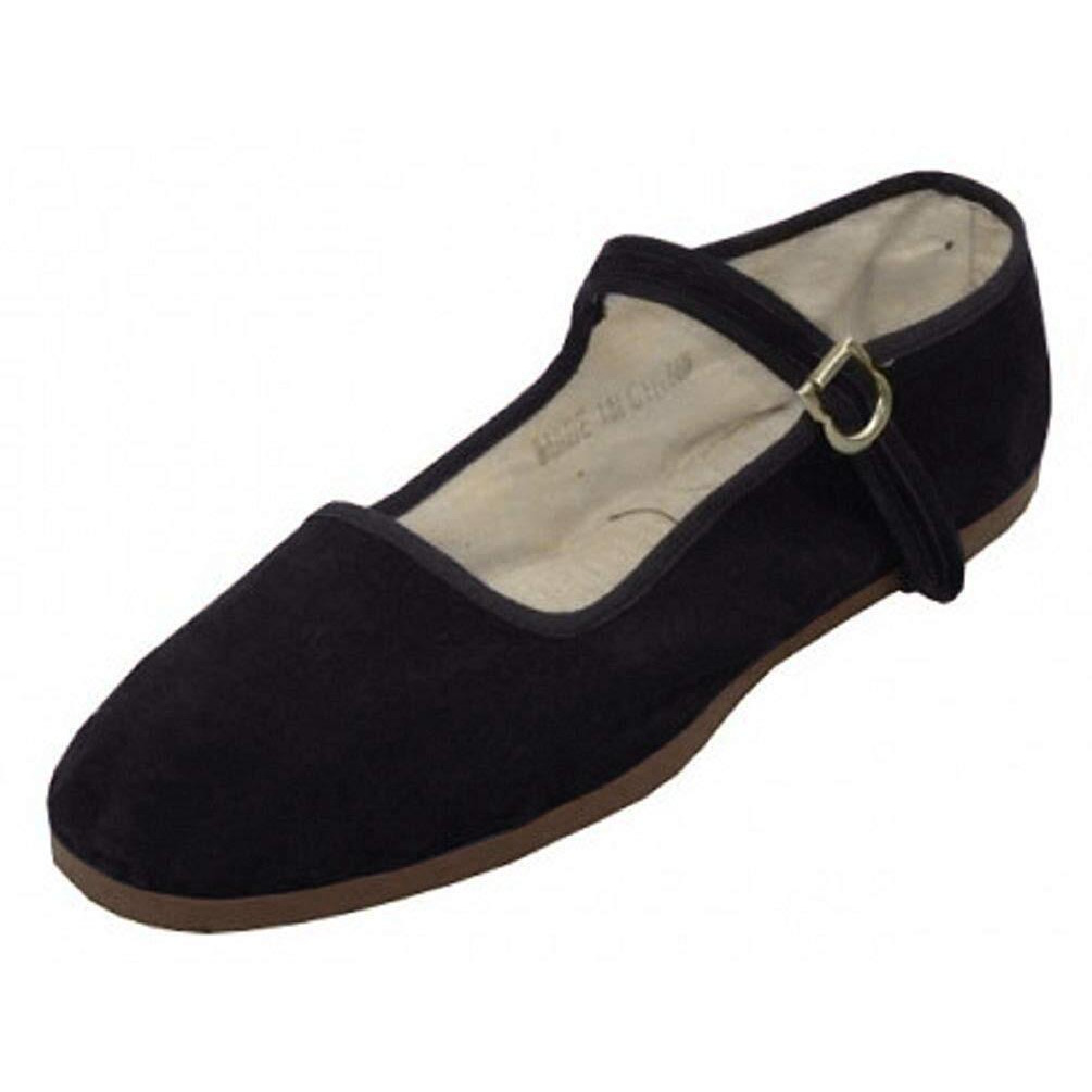 Shoes 18 Womens Cotton China Doll Mary Jane Shoes Ballerina Ballet Flats Shoes 118-T Black 5