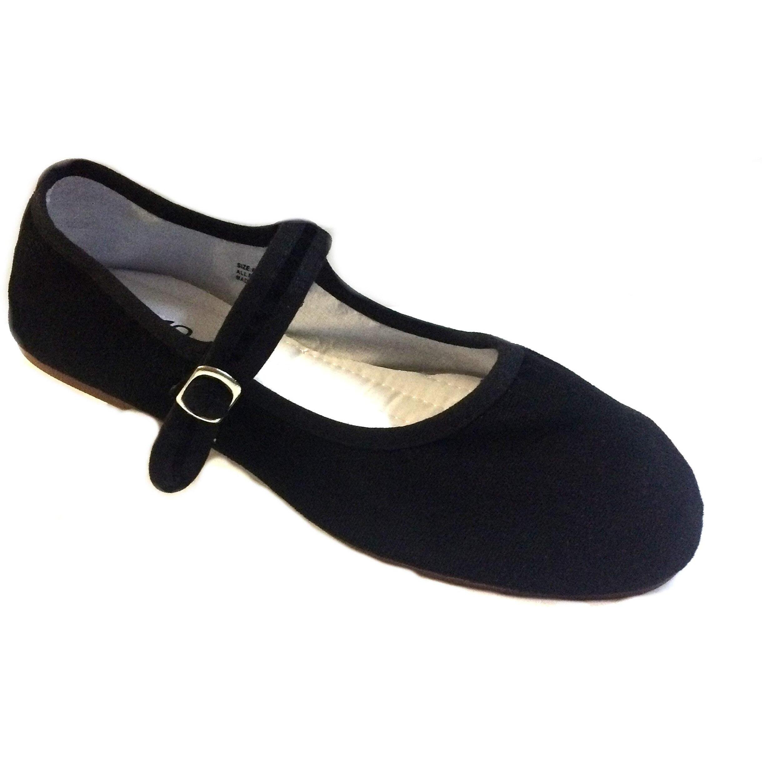 Shoes 18 Womens Cotton China Doll Mary Jane Shoes Ballerina Ballet Flats Shoes 118-T Black 5