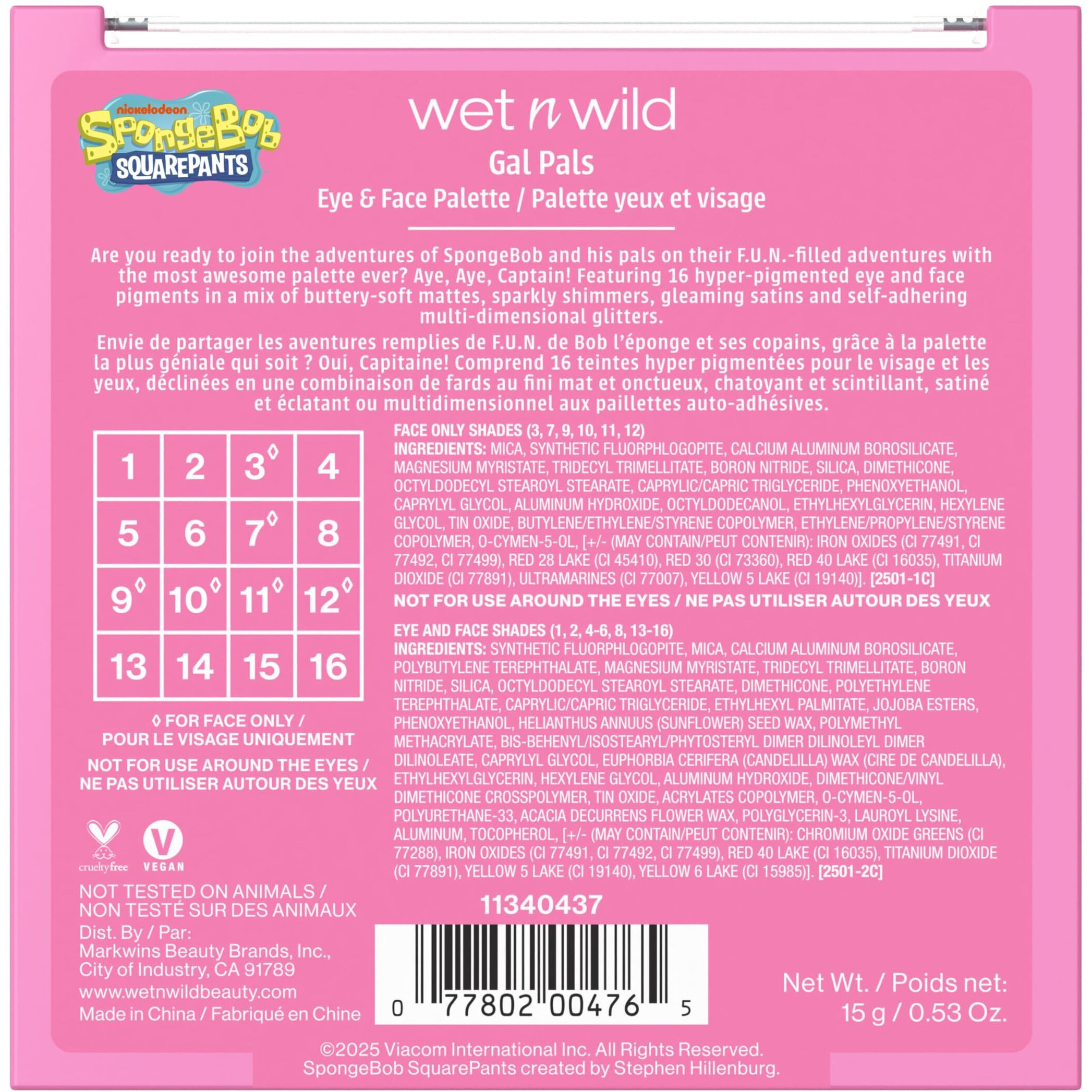 Wet N Wild Spongebob Eye & Face Palette - Gal Pals