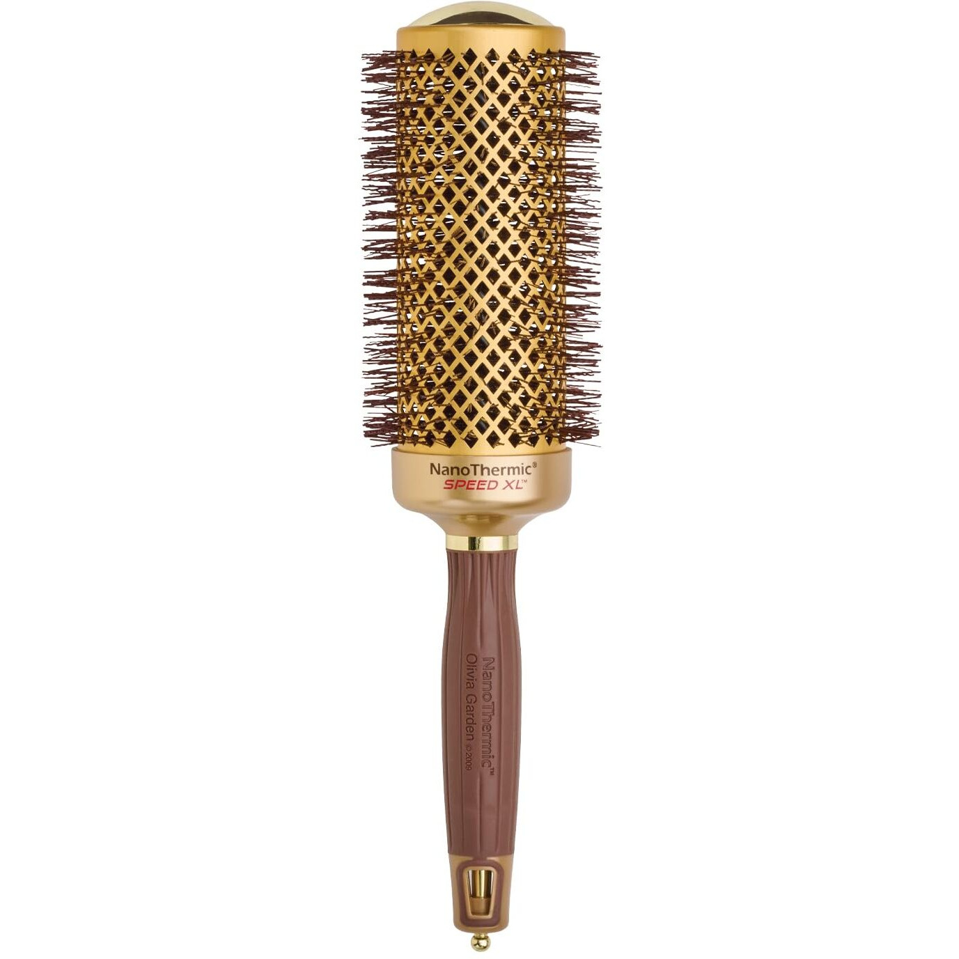Olivia Garden Nanothermic Ceramic + Ion Speed Xl Round Thermal Hair Brush - Not Electrical - Professional Blowout Brush For Normal To Thick Hair - 2 1/8""-Diameter Barrel - Ntxl-54