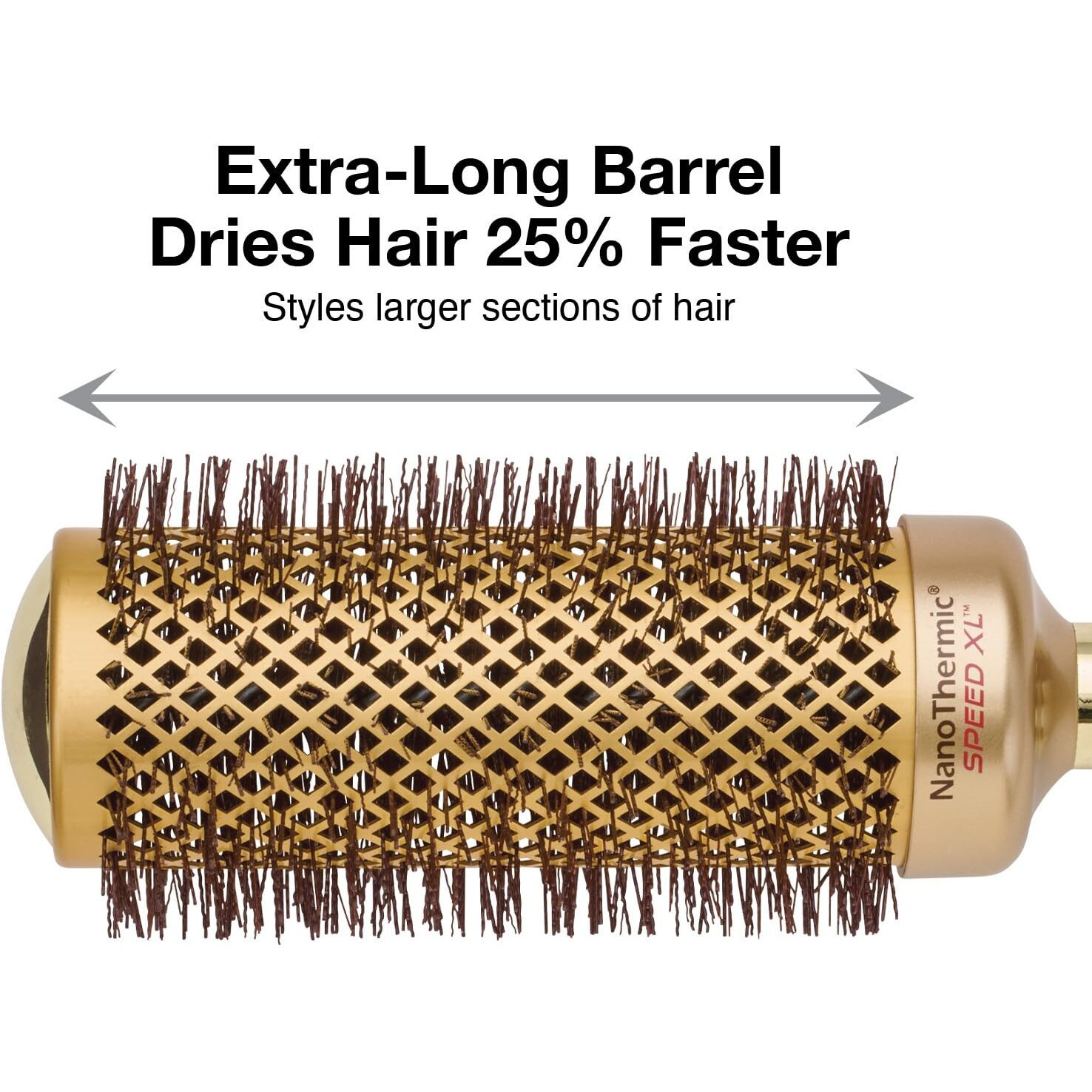 Olivia Garden Nanothermic Ceramic + Ion Speed Xl Round Thermal Hair Brush - Not Electrical - Professional Blowout Brush For Normal To Thick Hair - 2 1/8""-Diameter Barrel - Ntxl-54