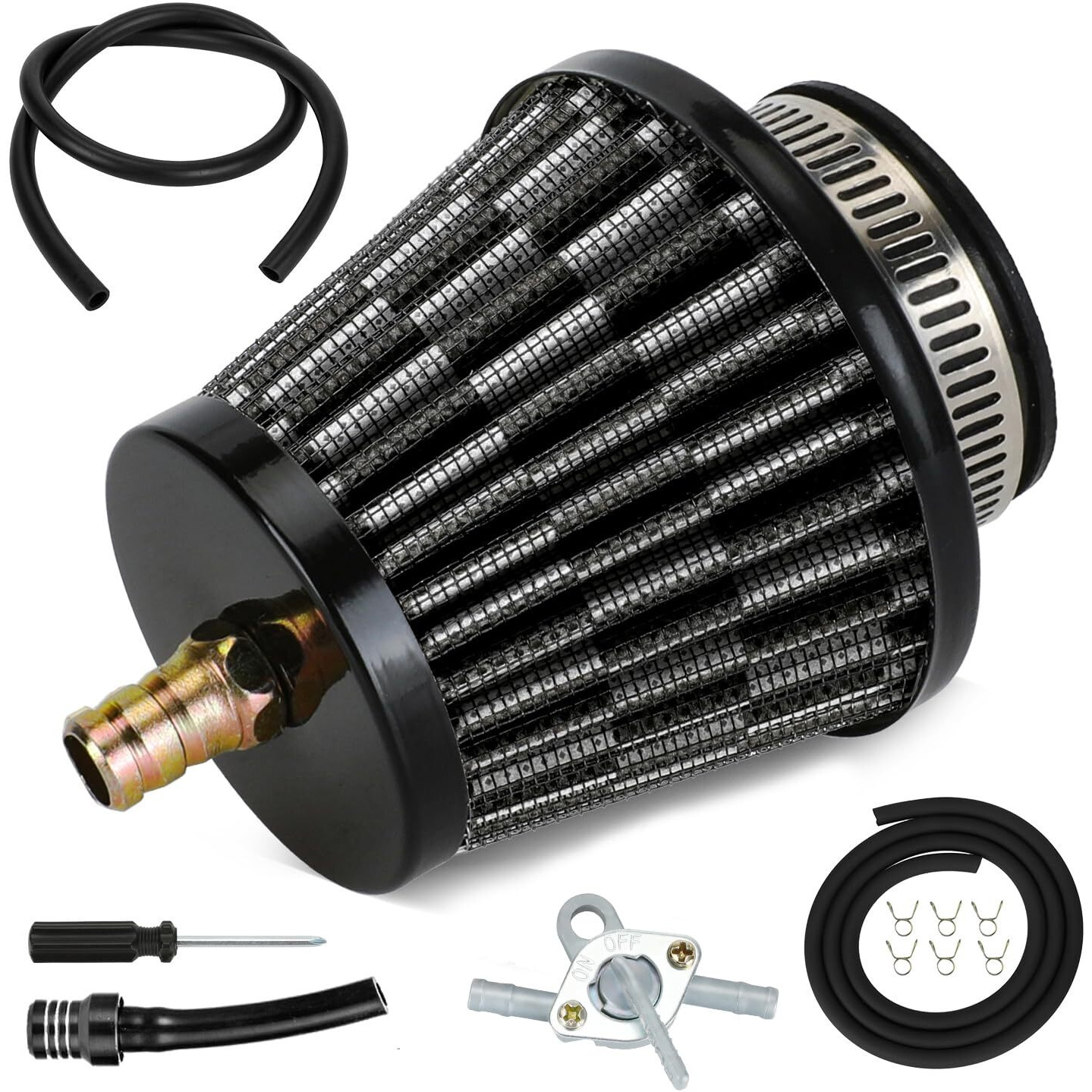 Eopoayl 35Mm (1-3/8"") Air Filter With Nipple Compatible With Taotao Coolster 125Cc 110Cc 90Cc 70Cc 50Cc Atv Quad 4 Wheeler Baja Kazuma X-Pro Apollo Ssr125 Crf50 Xr50 4-Stroke Pit Dirt Bike Parts Black
