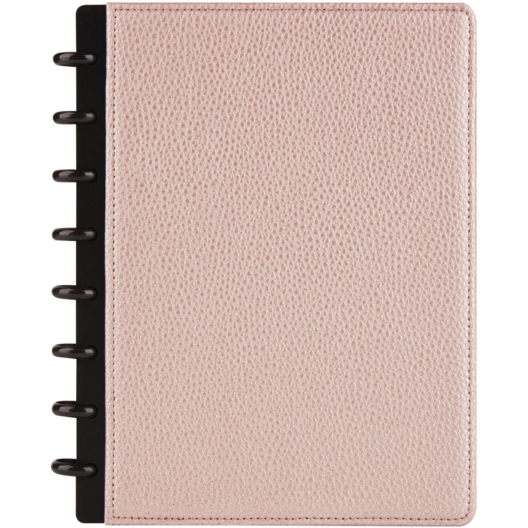 Tul Discbound Notebook With Pebbled Leather Cover  Junior Size  Narrow Ruled  60 Sheets  Rose Gold
