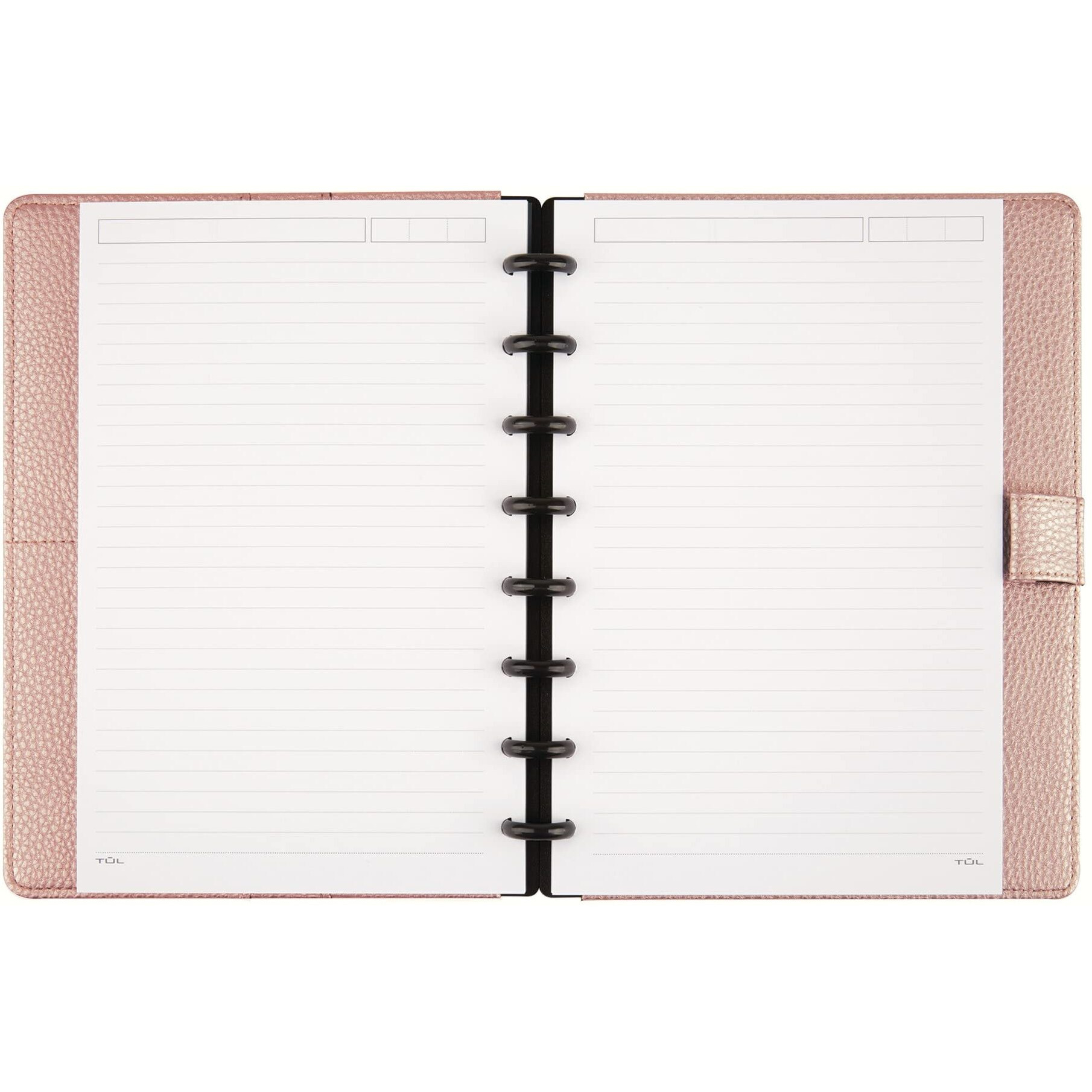 Tul Discbound Notebook With Pebbled Leather Cover  Junior Size  Narrow Ruled  60 Sheets  Rose Gold
