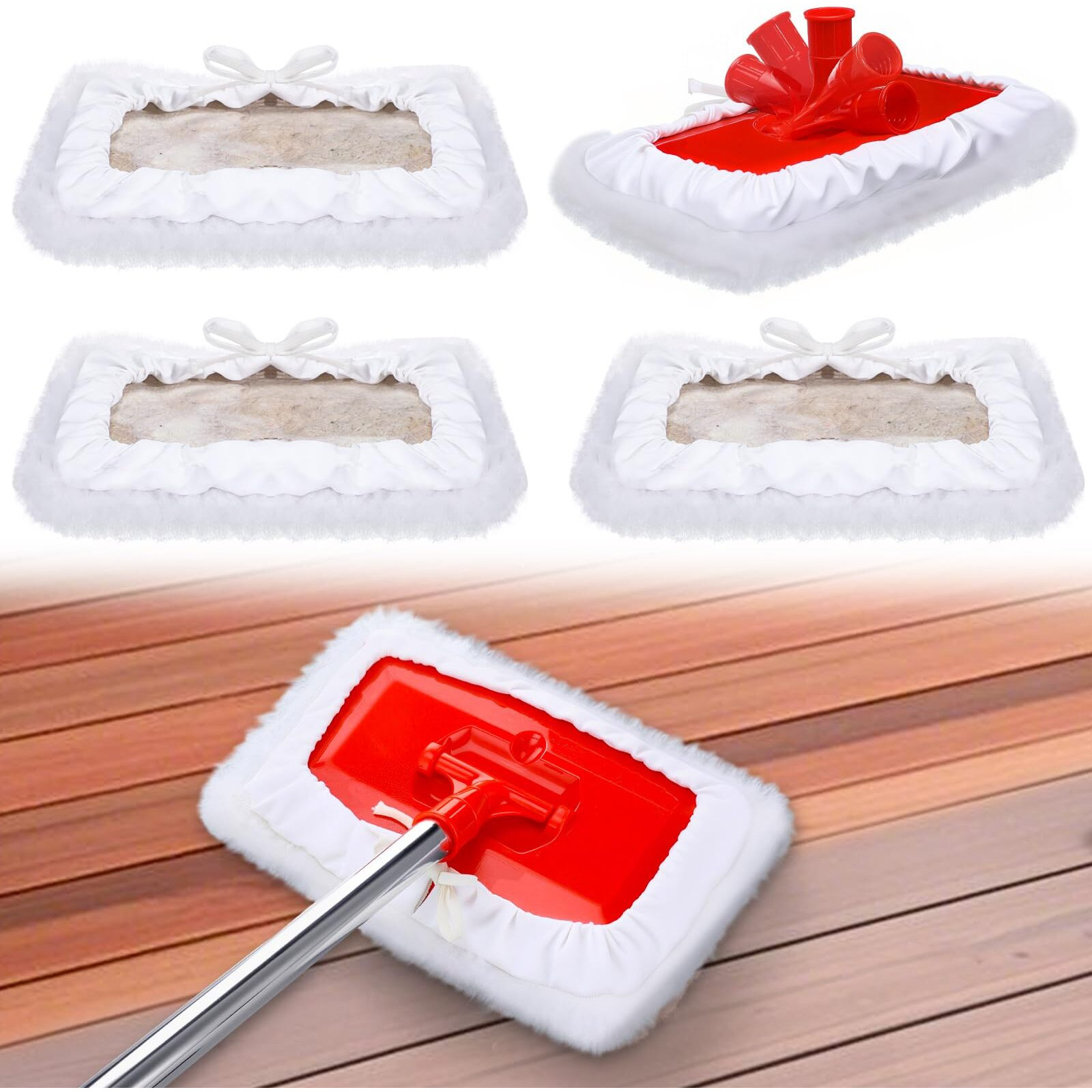 Tallew 4 Set Lambswool Applicator Kit 10 Inch 180 Adjustable Lambskin Deck Stain Applicator With 3 Lambs Wool Refill Pads No Waste Reusable For Wood Deck Floor Fence Walls Floor Finish