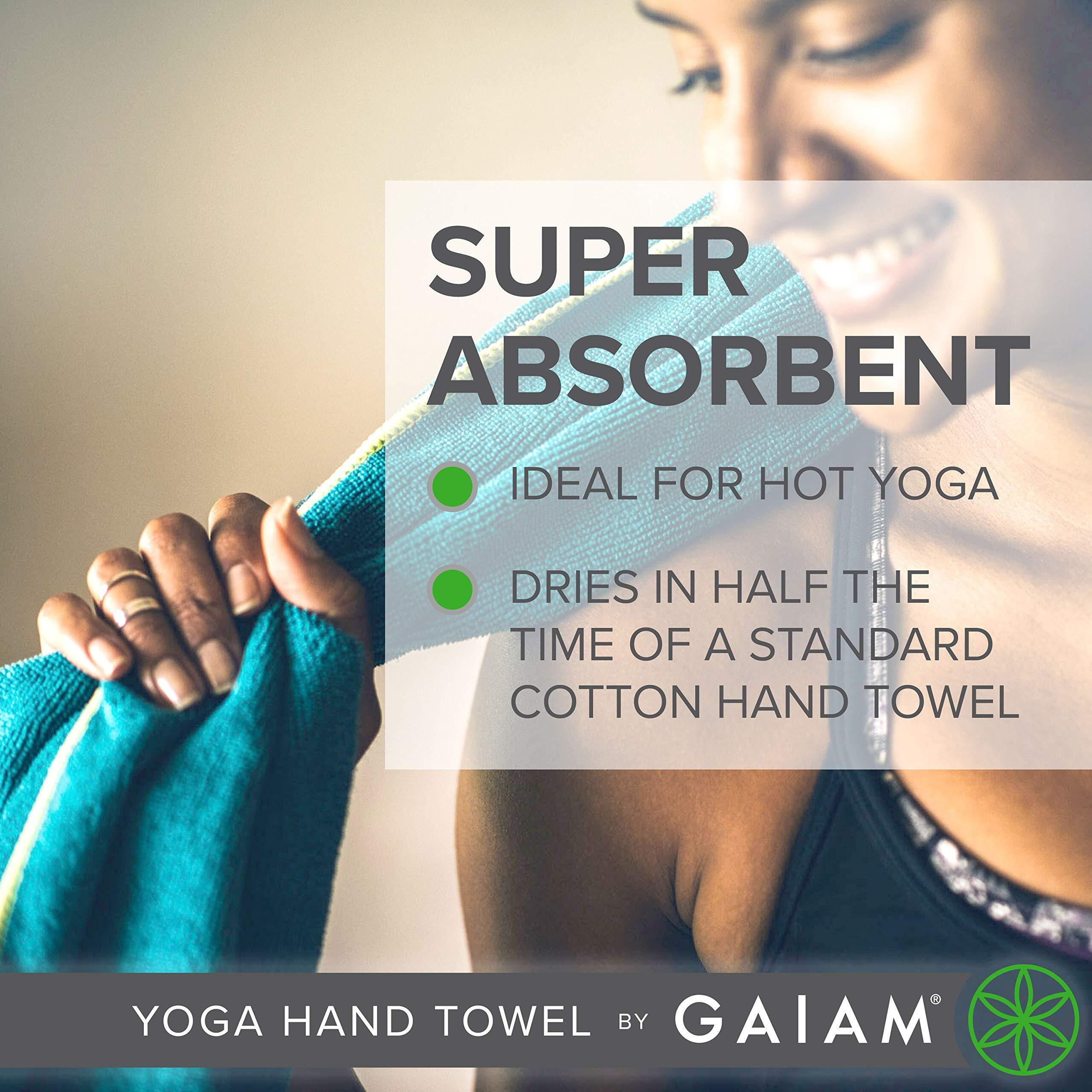 Gaiam Yoga Hand Towel (30"" W X 20"" L)  Quick Dry & Lightweight Sports Towel  Soft Microfiber Fabric  Designed For Hot Yoga  Pilates  Sports  Workout & More
