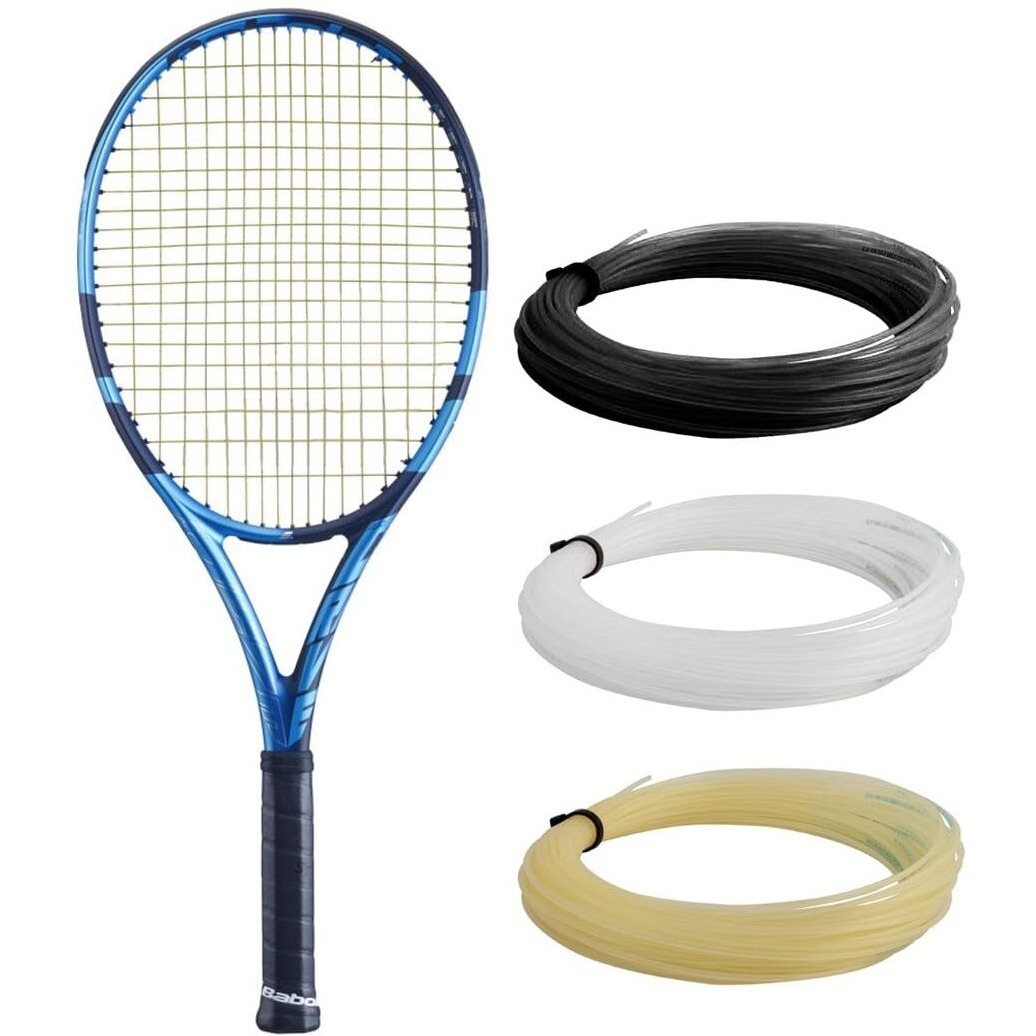 Babolat Pure Drive 107 Tennis Racquet - Strung W Syn Gut  Black  16G - Mid-Range Tension (4 3/8"" Grip)
