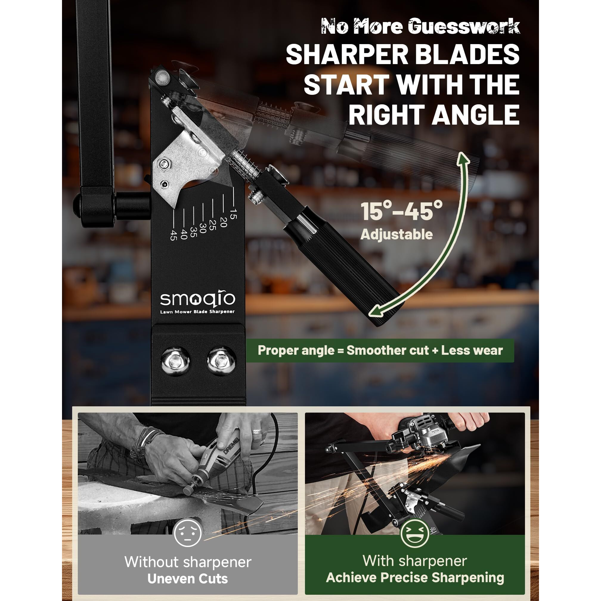 Smoqio Lawn Mower Blade Sharpener  Lawnmower Blade Sharpening Tool With Balancer  Blade Sharpner Kit For Grinder