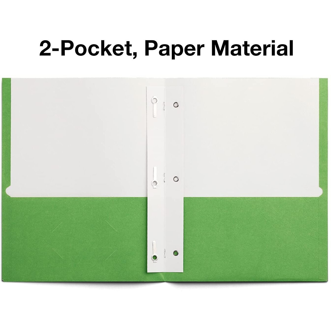 Staples 578510 School Grade 2 Pocket Folder With Fasteners Green 25/Box